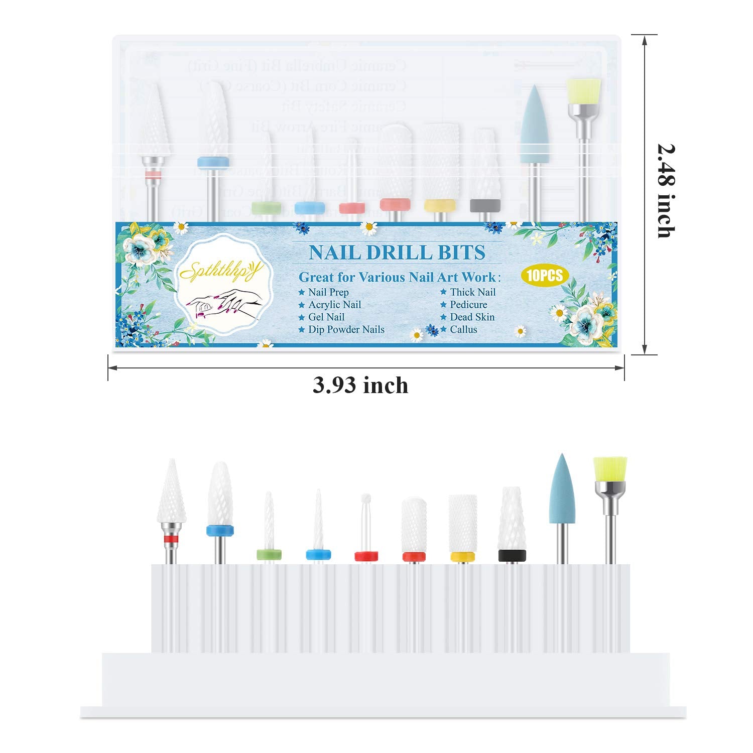 SPTHTHHPY 10Pcs Ceramic Nail Drill Bits Set Professional Remove Gel Acrylic Cuticle Diamond Carbide Nail Drill Bit Tools for Manicure Pedicure Home Salon Use Great Gift for Women Girls Health & Beauty > Personal Care > Cosmetics > Cosmetic Tools > Nail Tools SPTHTHHPY