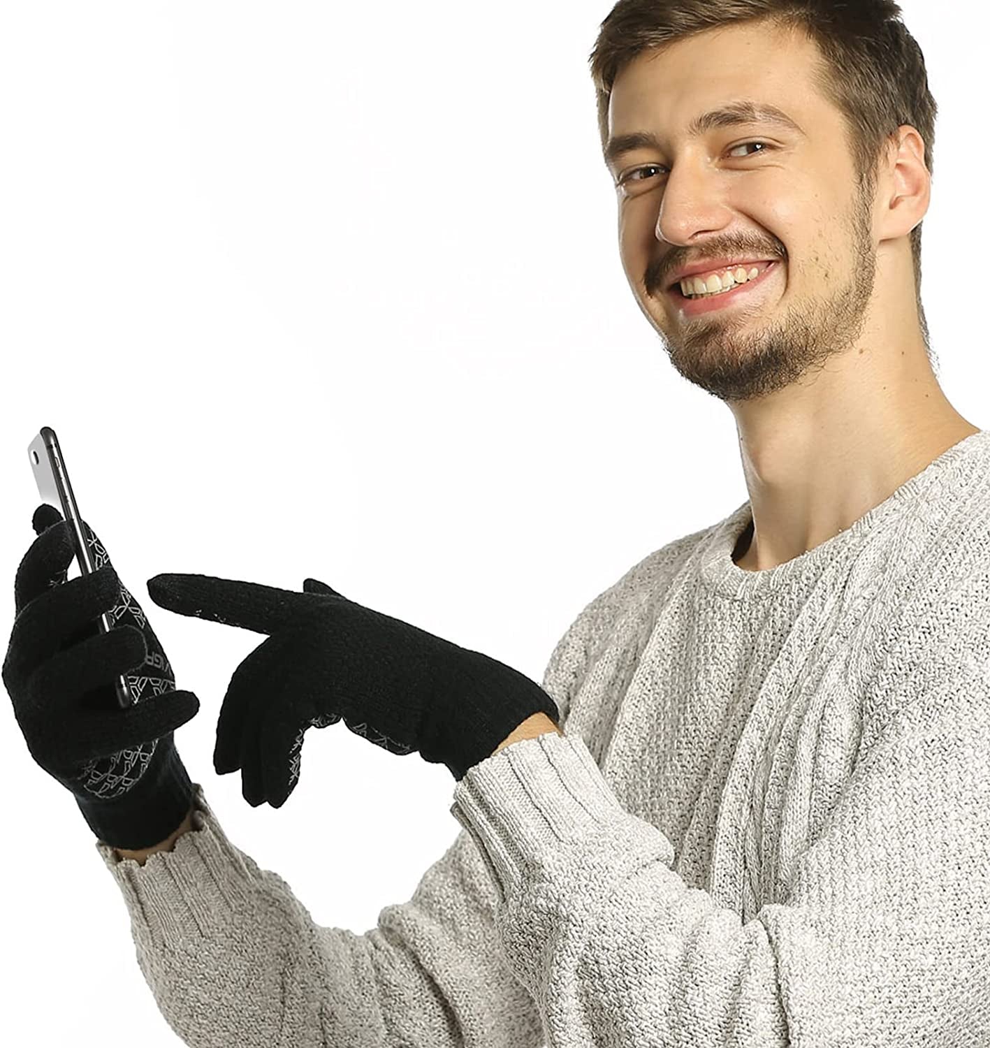 Winter Warm Touchscreen Gloves for Men and Women Touch Screen Fleece Lined Knit Anti-Slip Wool Glove Apparel & Accessories > Clothing Accessories > Gloves & Mittens ViGrace