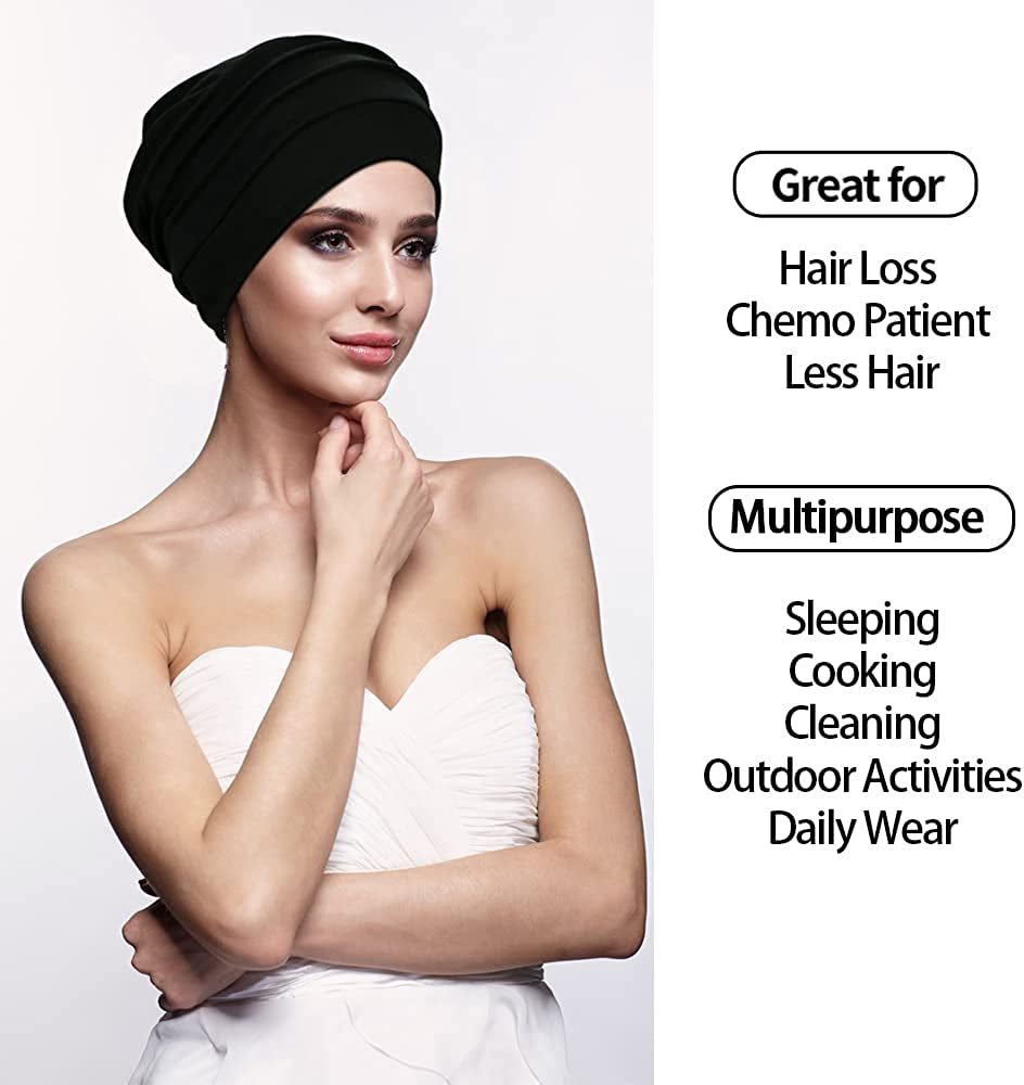 Kisumthy 2 PCS Cotton Slouchy Chemo Beanies, Chemo Cap Headwear Cancer Hats for Women with Hair Loss Apparel & Accessories > Clothing Accessories > Headwear Kisumthy
