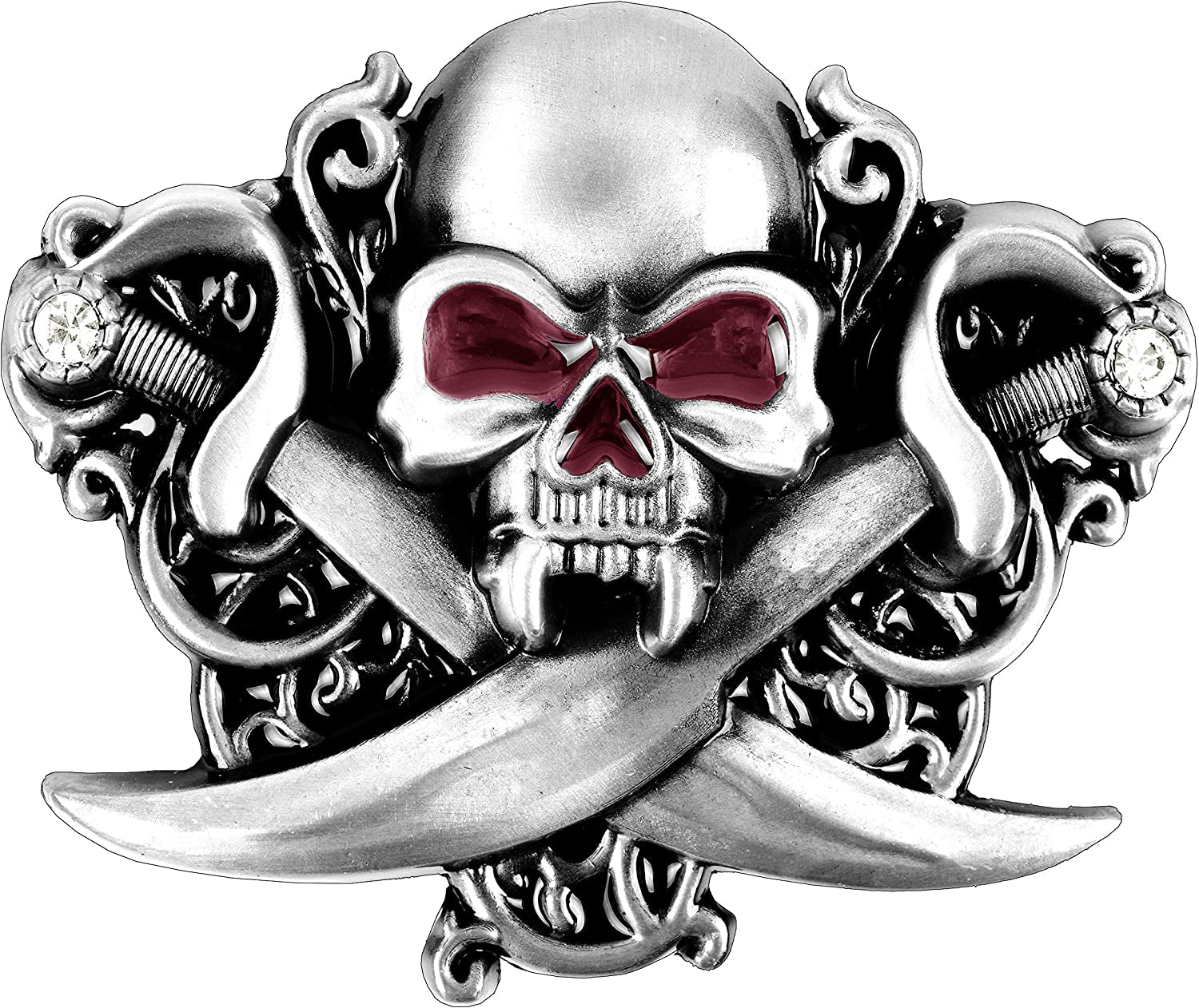 Belt Buckles of Ghost Skeleton Pirate Skull Design Cowboy Style Apparel & Accessories > Clothing Accessories > Belt Buckles Moranse Dual Blade Pirate Skull