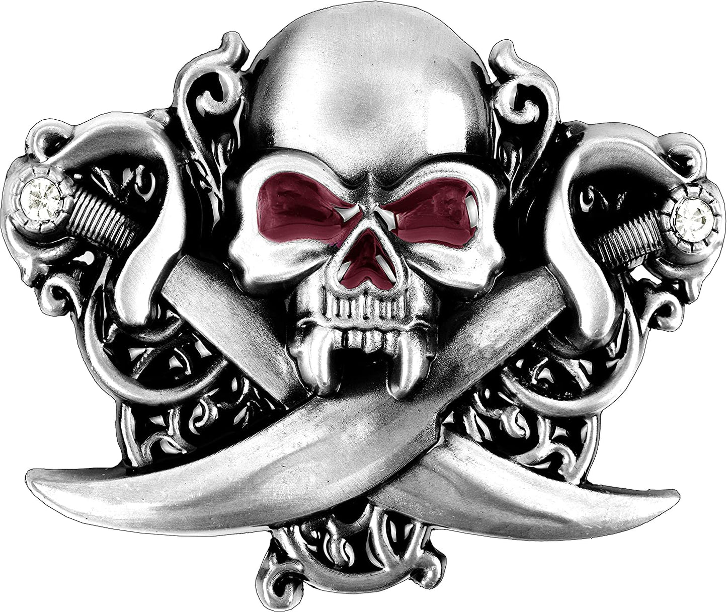 Belt Buckles of Ghost Skeleton Pirate Skull Design Cowboy Style Apparel & Accessories > Clothing Accessories > Belt Buckles Moranse Dual Blade Pirate Skull