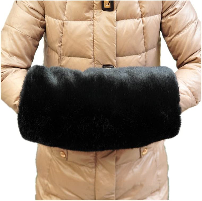 Faux Fur Hand Muffs with Ionterior Pocket-Luxurious Faux Rabbit Mittens-Wrist Hand Warmer Gloves Can Keep Your Hand and Wrist Warm in Cold Season Compatible Girls Women Apparel & Accessories > Clothing Accessories > Gloves & Mittens VVS-eLife Black