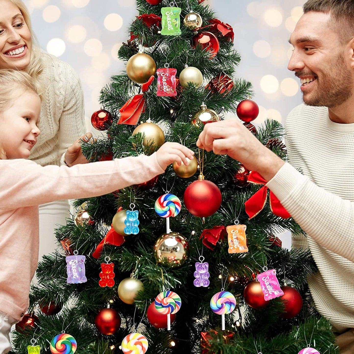 89 Pieces Candy Charms Colorful Bear Charms Sweet Gummy Candy Pendant Cute Bear Pendants Polymer Clay Lollipop Shape Charm for Earrings Necklace Bracelet DIY Jewelry Making