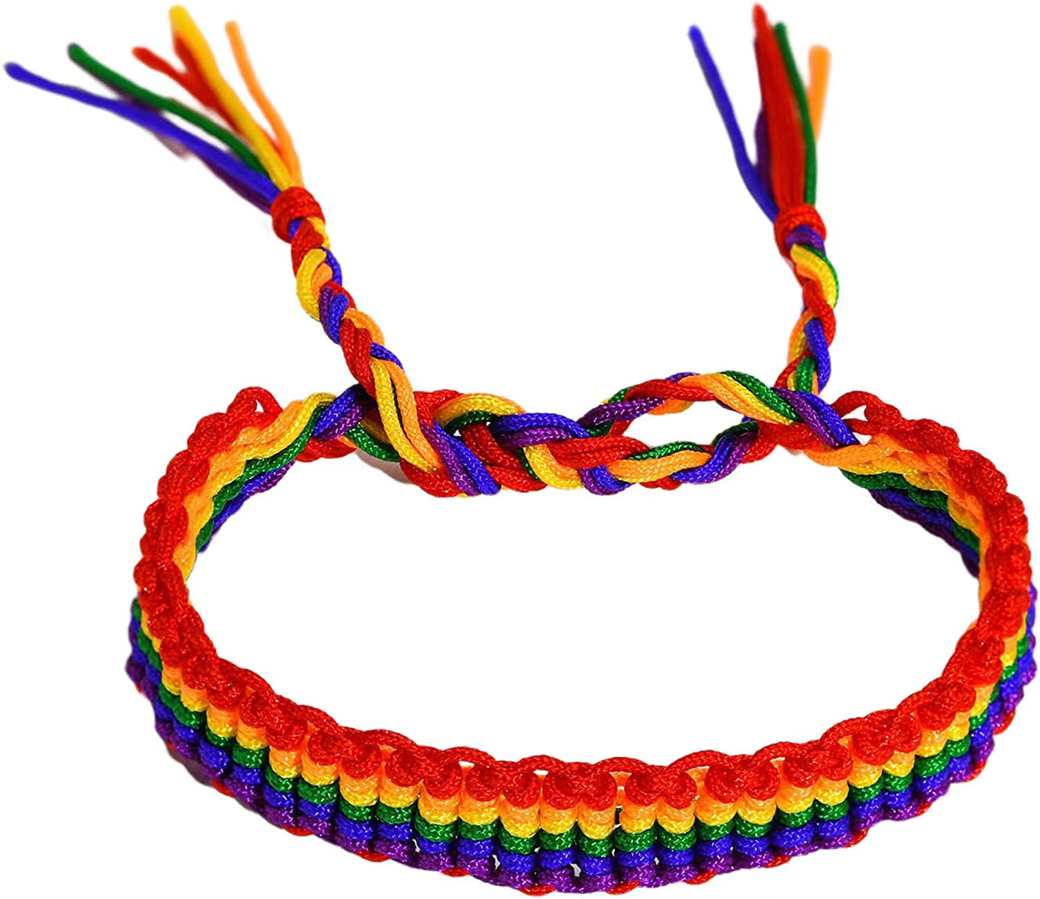 Nanafast Rainbow LGBT Pride Bracelet Handmade Braided Friendship String Bracelet for Gay & Lesbian LGBTQ Wristband Adjustable Size Apparel & Accessories > Jewelry > Anklets Nanafast Rainbow Style 80