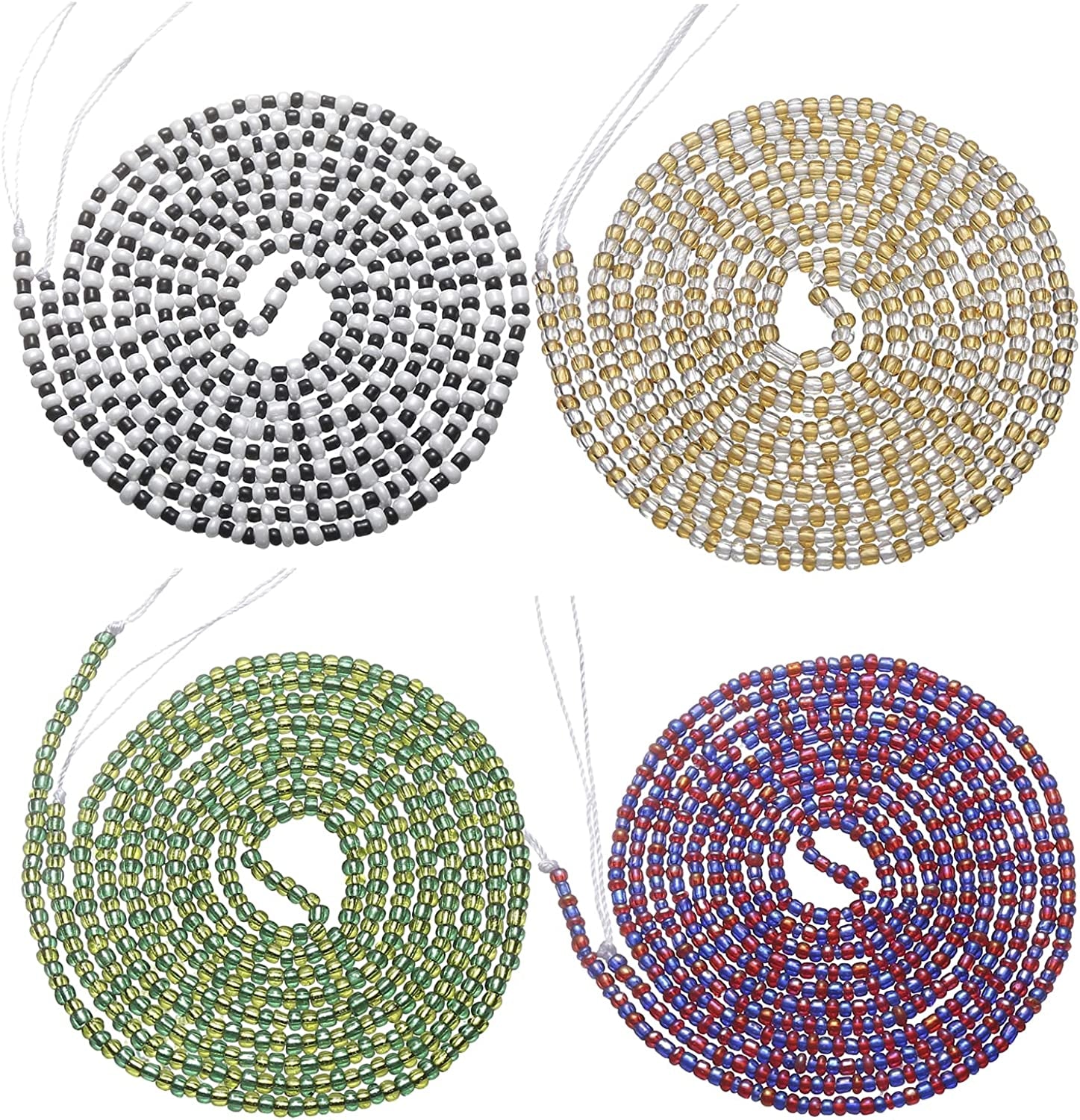 Taouzi Waist Beads for Women Colorful Beaded Body Chain Elastic String Waist Chain Beach Bikini Belly Chains Summer Jewelry for Women Girls Apparel & Accessories > Jewelry > Body Jewelry Taouzi StyleE01 50Inch