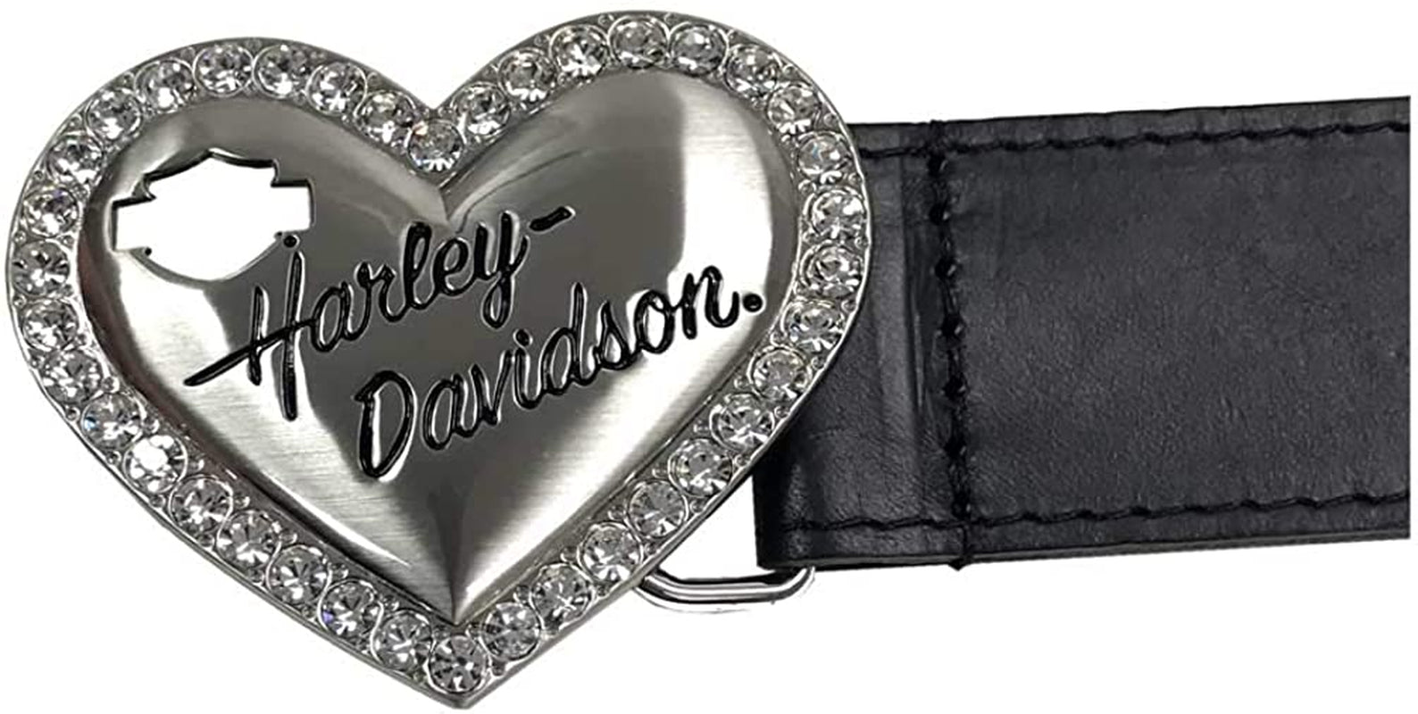 Harley-Davidson Women'S Rebel Embellished Heart Genuine Leather Belt - Black Apparel & Accessories > Clothing Accessories > Belts Lodis
