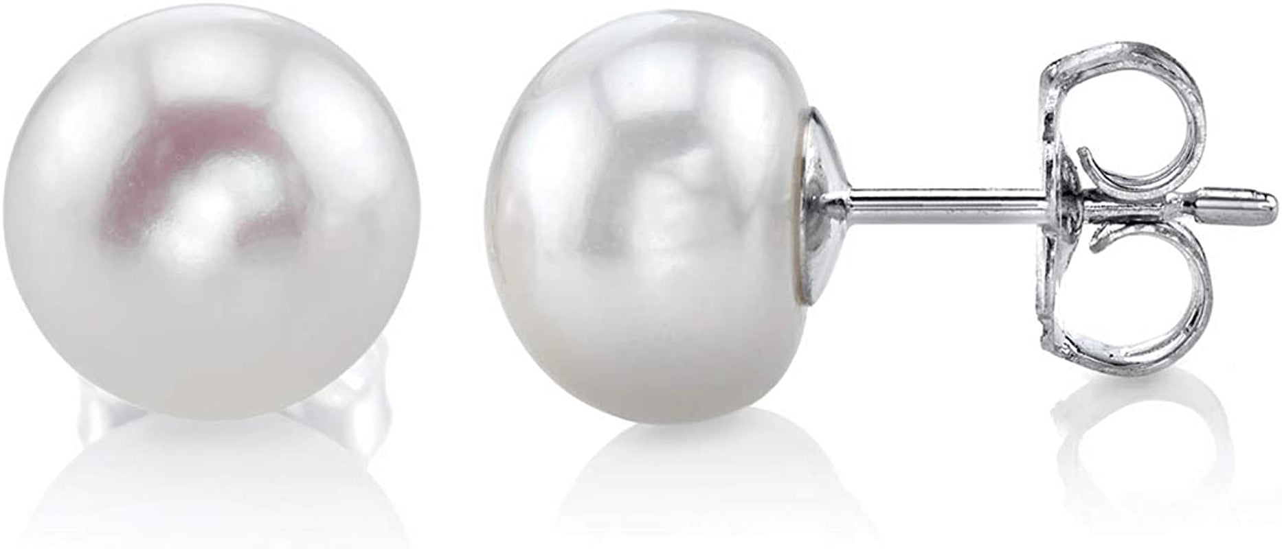 THE PEARL SOURCE AAAA Quality 14K Gold Plated Sterling Silver White Freshwater Real Pearl Earrings for Women | Hypoallergenic Earrings with Genuine Cultured Pearls Apparel & Accessories > Jewelry > Earrings The Pearl Source 10.0mm