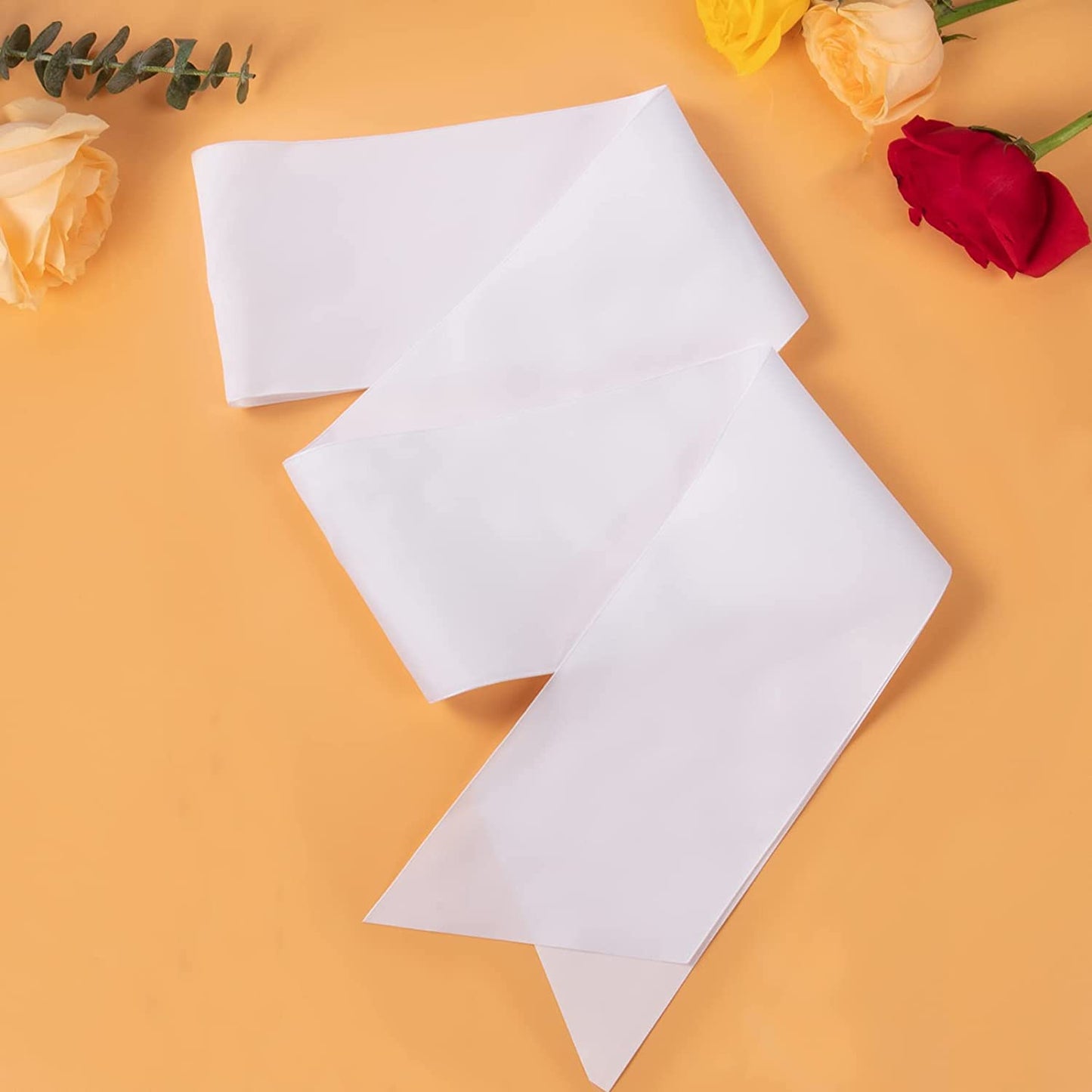 PAMASE 3 Packs Quality White Blank Party Pageant Satin Sash, DIY Plain Silk Sashes with Safety Pins, Party Accessory for Wedding Hen Party Birthday, Slogan Blessing Funny Creativity Apparel & Accessories > Clothing Accessories > Sashes PAMASE