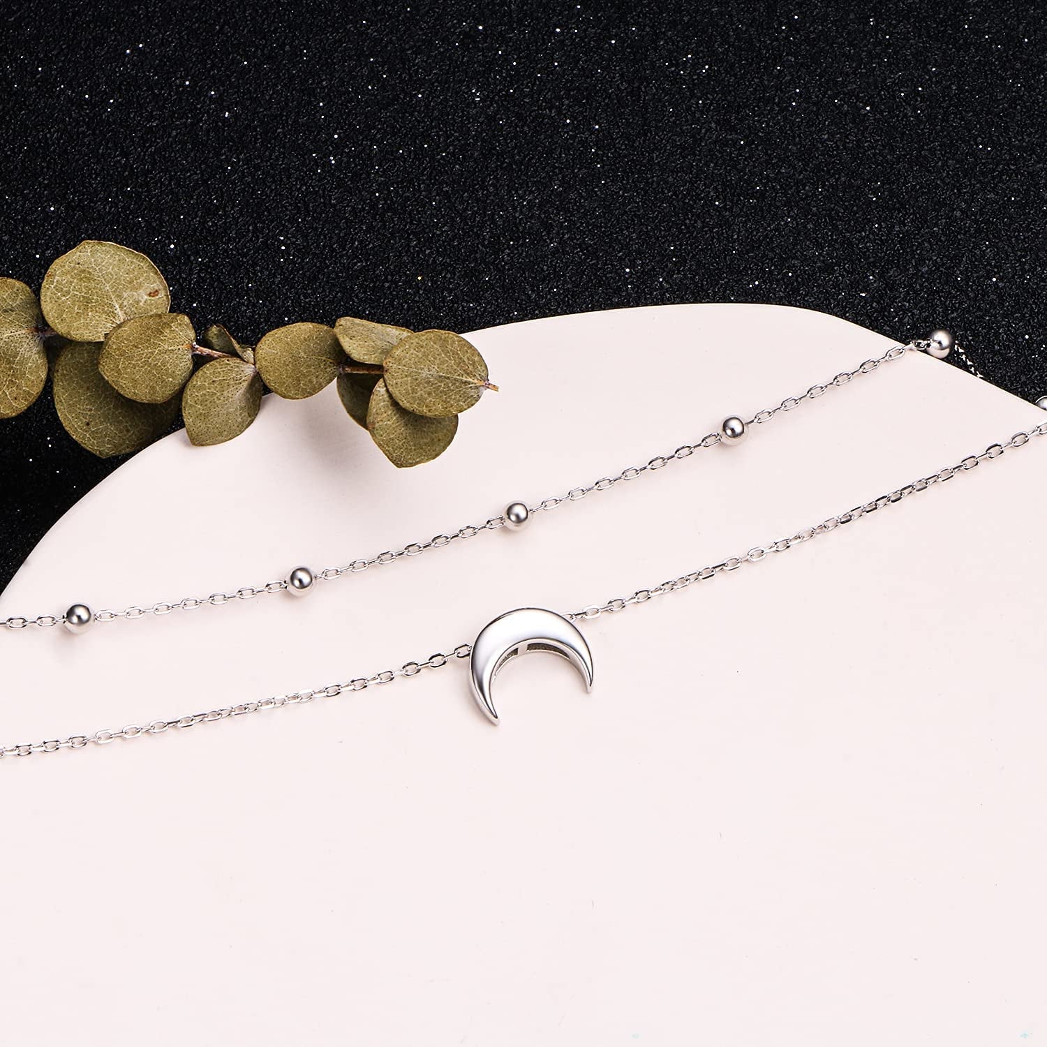 Star Moon Layered Anklet 925 Sterling Silver Sunflower Anklets for Women Girls Adjustable Beads Crescent Ankle Bracelet Boho Beach Foot Chain 9+1.5 Inch Charm Jewelry Birthday Gifts Apparel & Accessories > Jewelry > Anklets SilverSea Jewelry