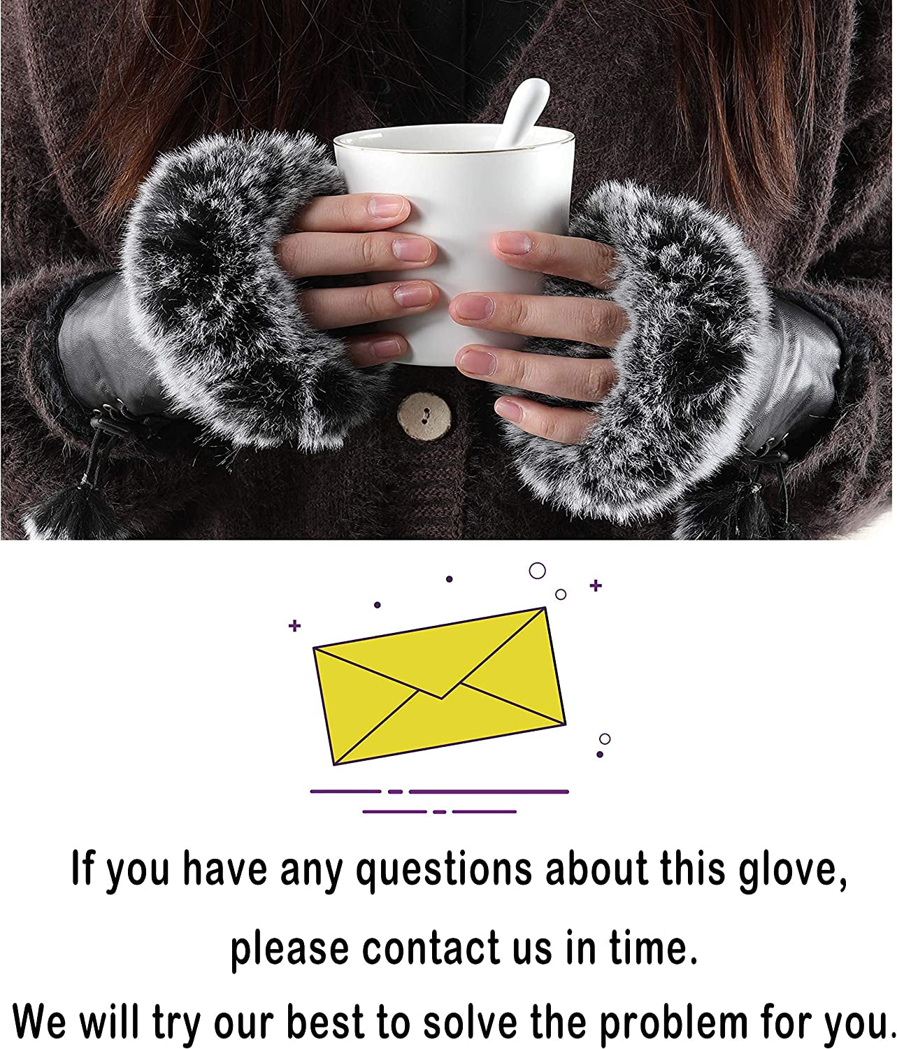 Winter Fingerless Gloves Cute Typing Gloves Fuzzy Furry Leather Mittens Faux Fur Lined Gloves Warm Hands Warmer Gloves Women Apparel & Accessories > Clothing Accessories > Gloves & Mittens Fur Story