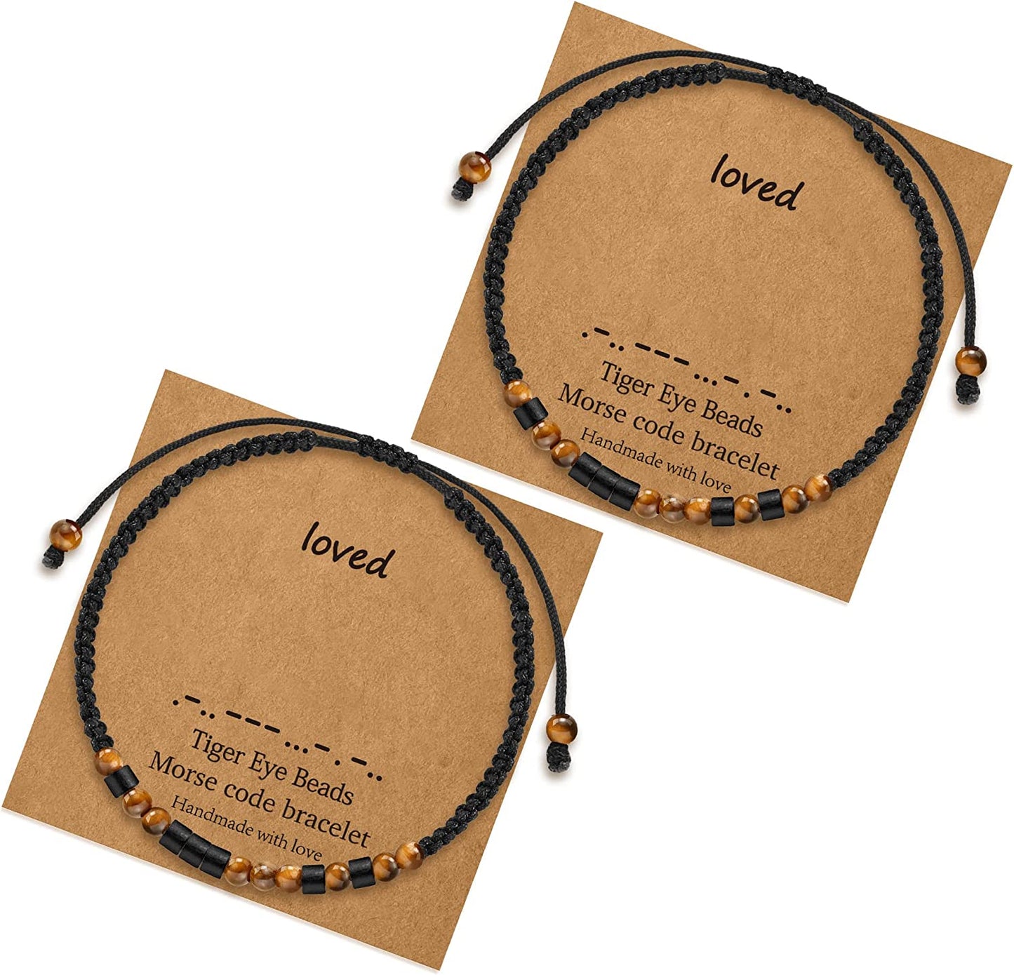 Morse Code Bracelets for Women Gifts, Adjustable 2Pcs Tiger Eye Beads Friendship Bracelets Gifts for Best Friend Women Girls Sister Funny Inspirational Birthday Friendship Gifts for Women Jewelry Apparel & Accessories > Jewelry > Bracelets MONOZO loved