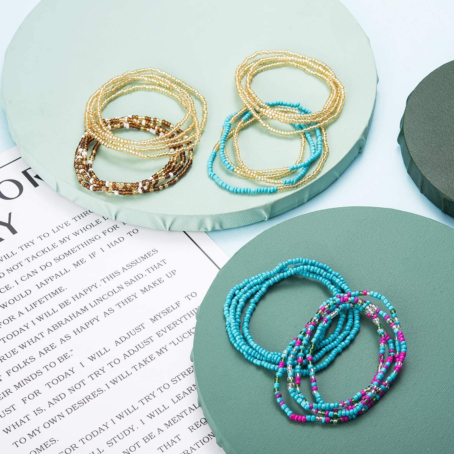 WFYOU 18-24 Pcs Waist Beads for Women Colorful African Waist Beads Body Belly Waist Chain Summer Bikini Jewelry for Woman Girl Apparel & Accessories > Jewelry > Body Jewelry WFYOU