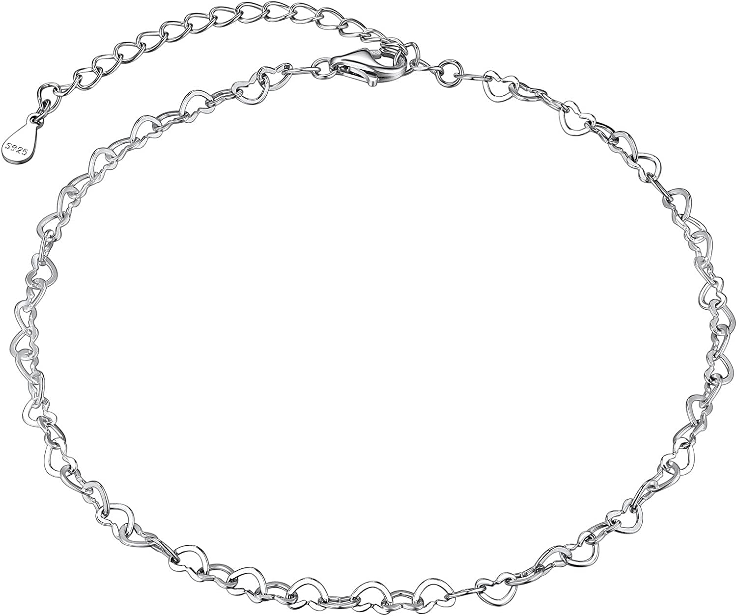 Suplight 925 Sterling Silver A-Z Initial Heart Anklets, Dainty Ankle Bracelets Beach Jewelry for Women Girls (With Gift Box) Apparel & Accessories > Jewelry > Anklets Suplight Jewelry 2. heart link