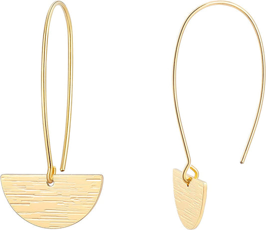 Geometric Drop Dangle Earrings Boho Statement Long Hoops Brushed 18K Gold Half Moon Hollow Circle Lightweight Earrings for Women Mother'S Day Gift Apparel & Accessories > Jewelry > Earrings POTESSA