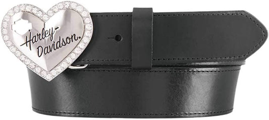Harley-Davidson Women'S Rebel Embellished Heart Genuine Leather Belt - Black Apparel & Accessories > Clothing Accessories > Belts Lodis