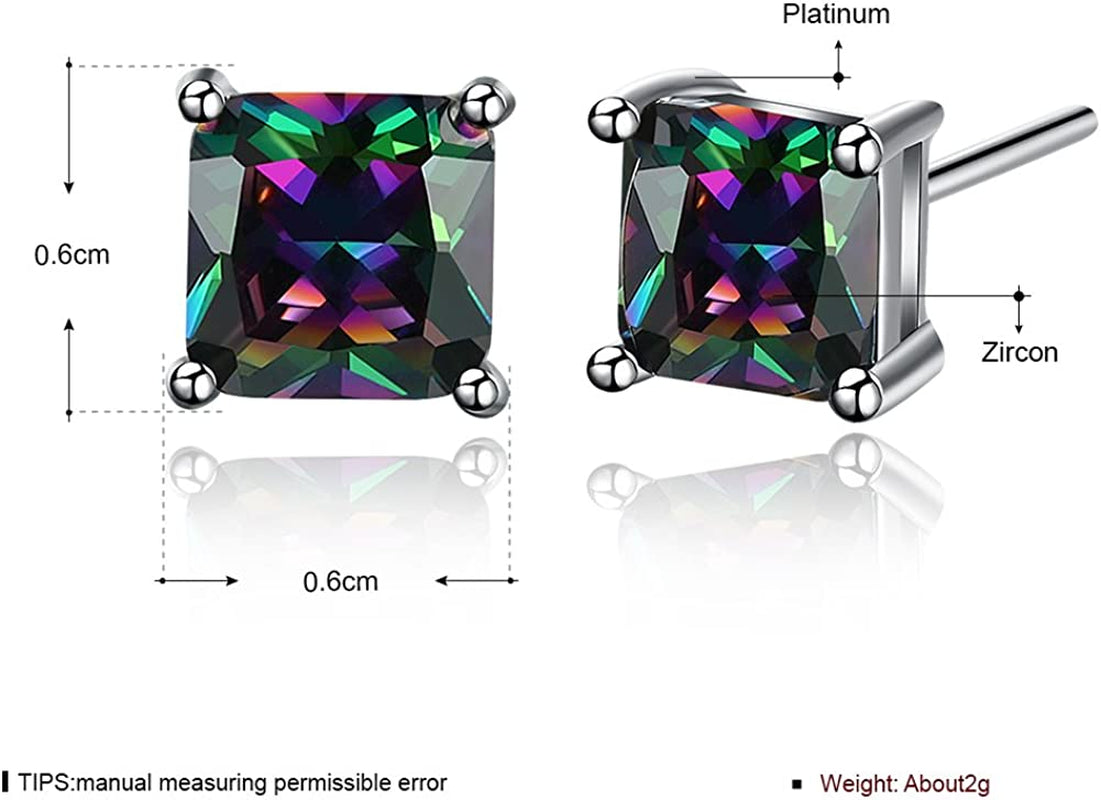 Buycitky 18K White Gold Plated Multicolor Black Cubic Zirconia Stud Earrings for Women Teen Girls Jewelry Apparel & Accessories > Jewelry > Earrings Buycitky