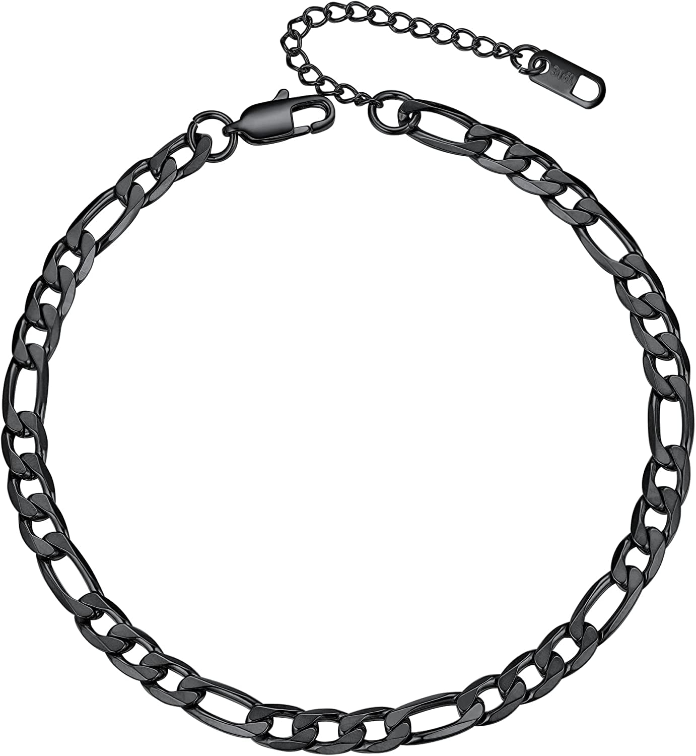 PROSTEEL Stainless Steel Chain Anklets for Men Women, Silver/Gold Tone, Ankle Bracelets Hypoallergenic, 8-10.5 Inch Adjustable, Come Gift Box Apparel & Accessories > Jewelry > Anklets Prosteel Jewelry D: black-figaro chain-6mm