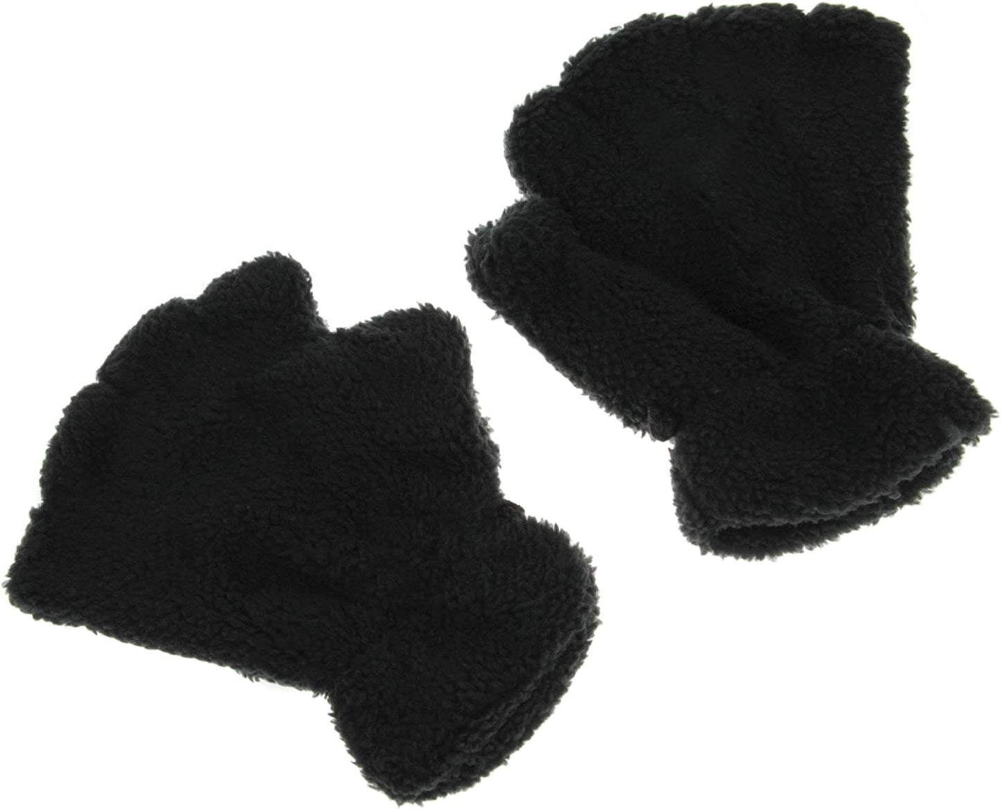 Fakeface Cute Cat Kitten Paw Fingerless Faux Fur Plush Gloves for Girls Women Apparel & Accessories > Clothing Accessories > Gloves & Mittens FakeFace