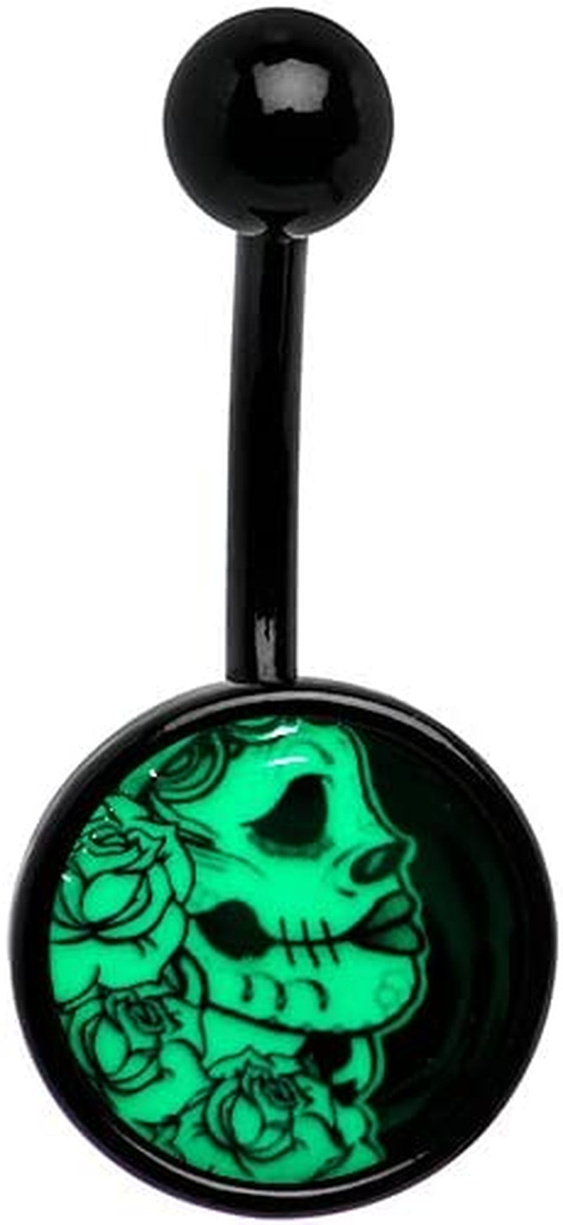Body Candy Unisex Adult Black Glow in the Dark Katrina Sugar Skull Belly Button Ring Apparel & Accessories > Jewelry > Body Jewelry Body Candy