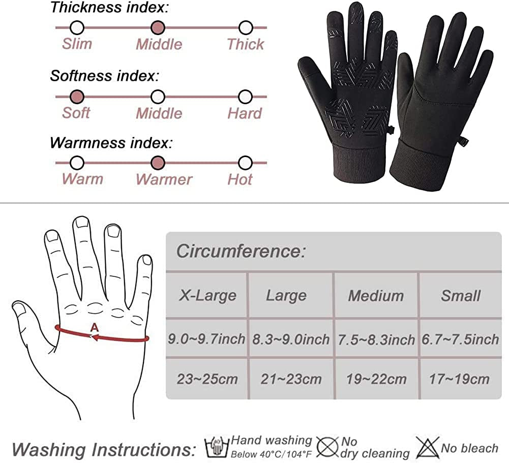 SUOYANA Winter Gloves Touch Screen Gloves Warm Waterproof Windproof Full Palm Non-Slip Lightweight for Women and Men Running,Walking,Cycling,Driving in Cold Weather Apparel & Accessories > Clothing Accessories > Gloves & Mittens SUOYANA