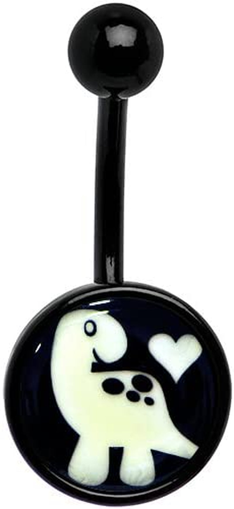 Body Candy Unisex Adult Black Glow in the Dark Cute Dinosaur Belly Button Ring Apparel & Accessories > Jewelry > Body Jewelry Body Candy