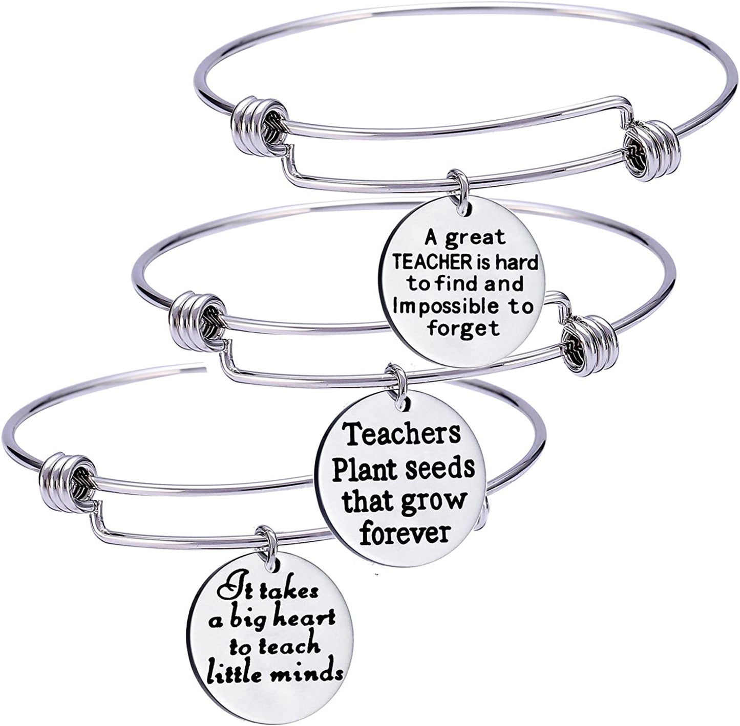 Pack of 3 Teacher Bangles Gifts for Teacher Open School Gifts for Teachers Thank You Bangle Bracelets Apparel & Accessories > Jewelry > Bracelets Nzztont Style 02