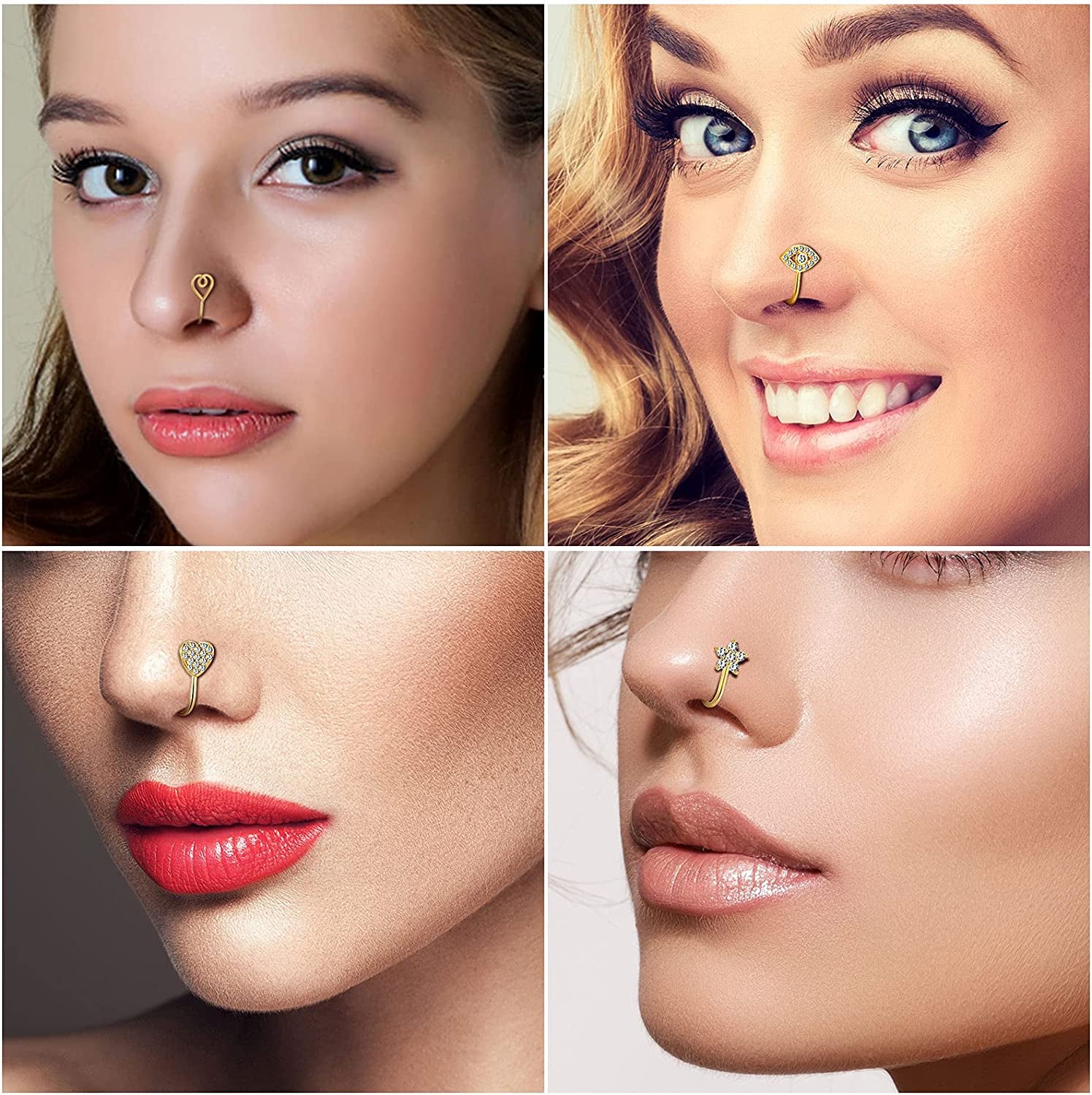 TAMHOO 25Pcs Fake Septum Fake Nose Ring Hoop for Women - Magnetic Nose Ring Nose Cuffs for Non Pierced Nose Apparel & Accessories > Jewelry > Body Jewelry TAMHOO