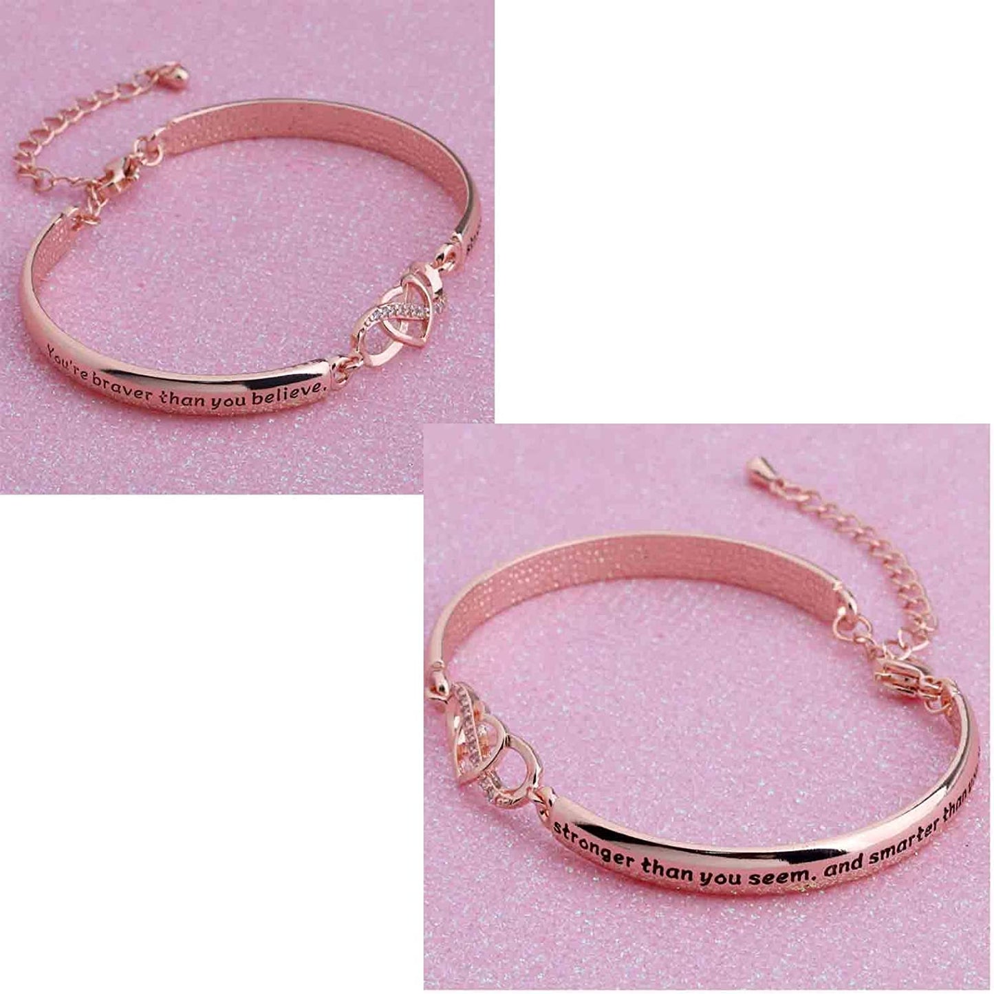FEELMEM Inspirational Bracelet for Daughter Gifts from Mom You Are Braver Stronger Smarter than You Think Infinity Love Heart Bracelet to My Daughter Gift Apparel & Accessories > Jewelry > Bracelets FEELMEM