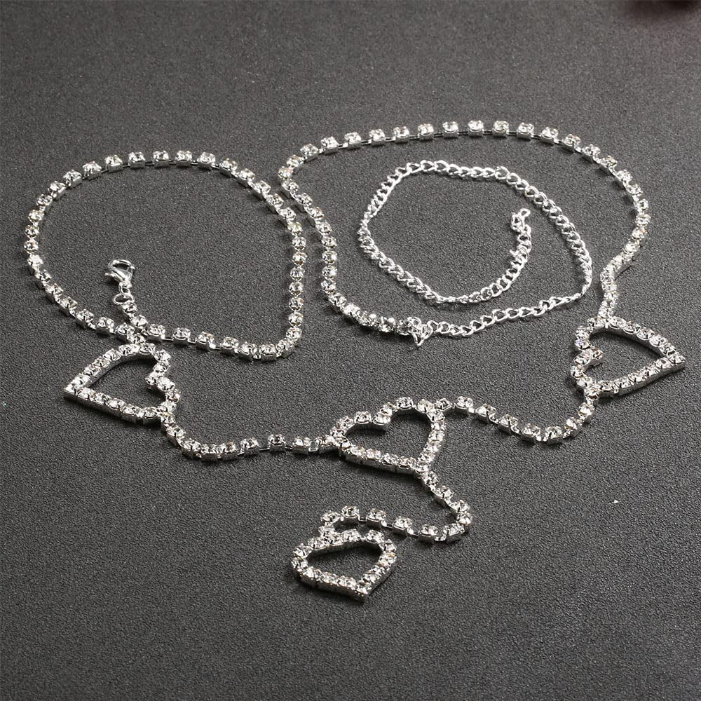 Rhinestone Waist Chains Belt Pendant Love Body Chain Heart Waist Body Chain Belly Jewelry for Women and Girls (6542) Apparel & Accessories > Jewelry > Body Jewelry Generic
