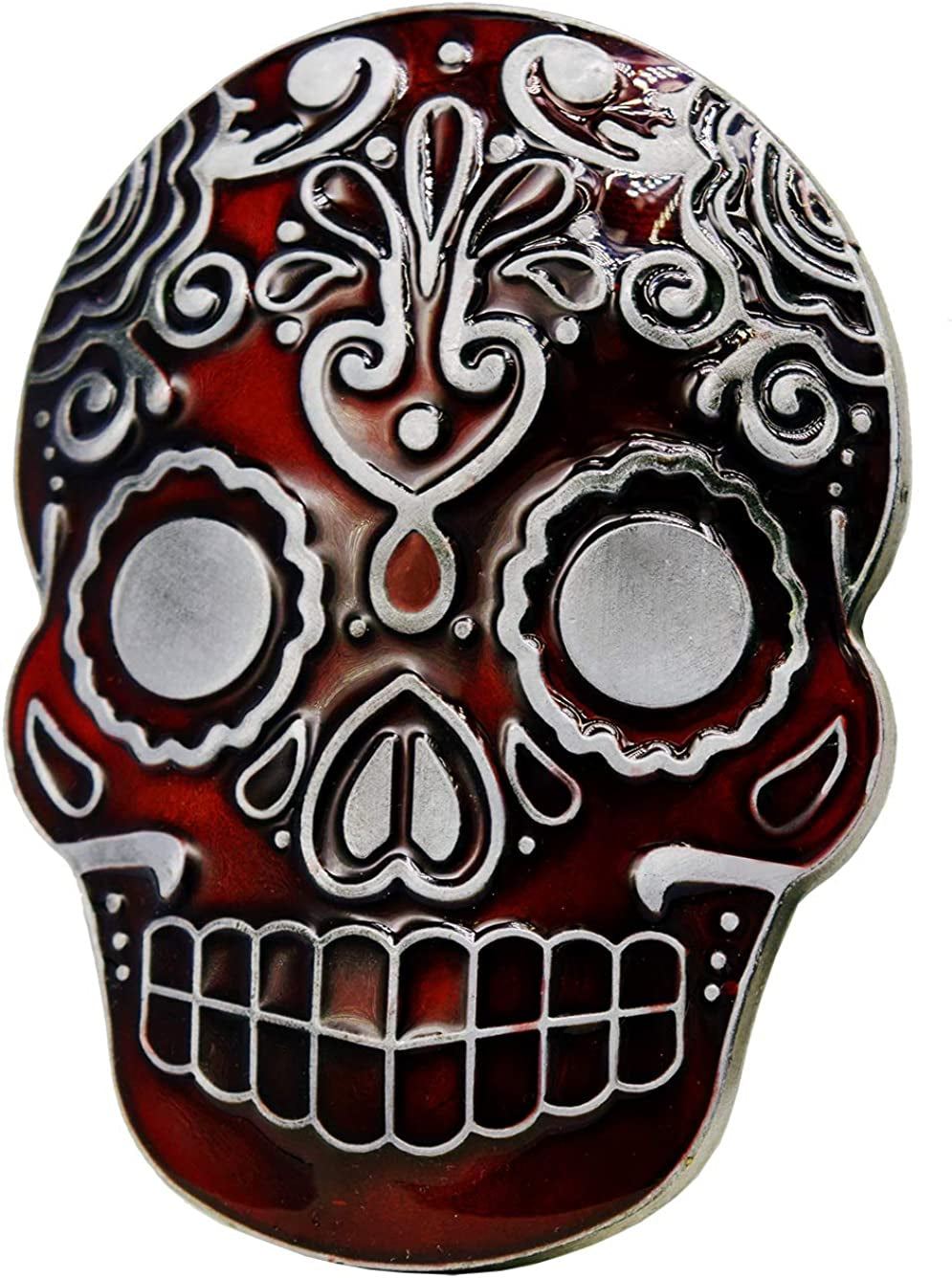 Belt Buckles of Ghost Skeleton Pirate Skull Design Cowboy Style Apparel & Accessories > Clothing Accessories > Belt Buckles Moranse Skull Ghost Head Red