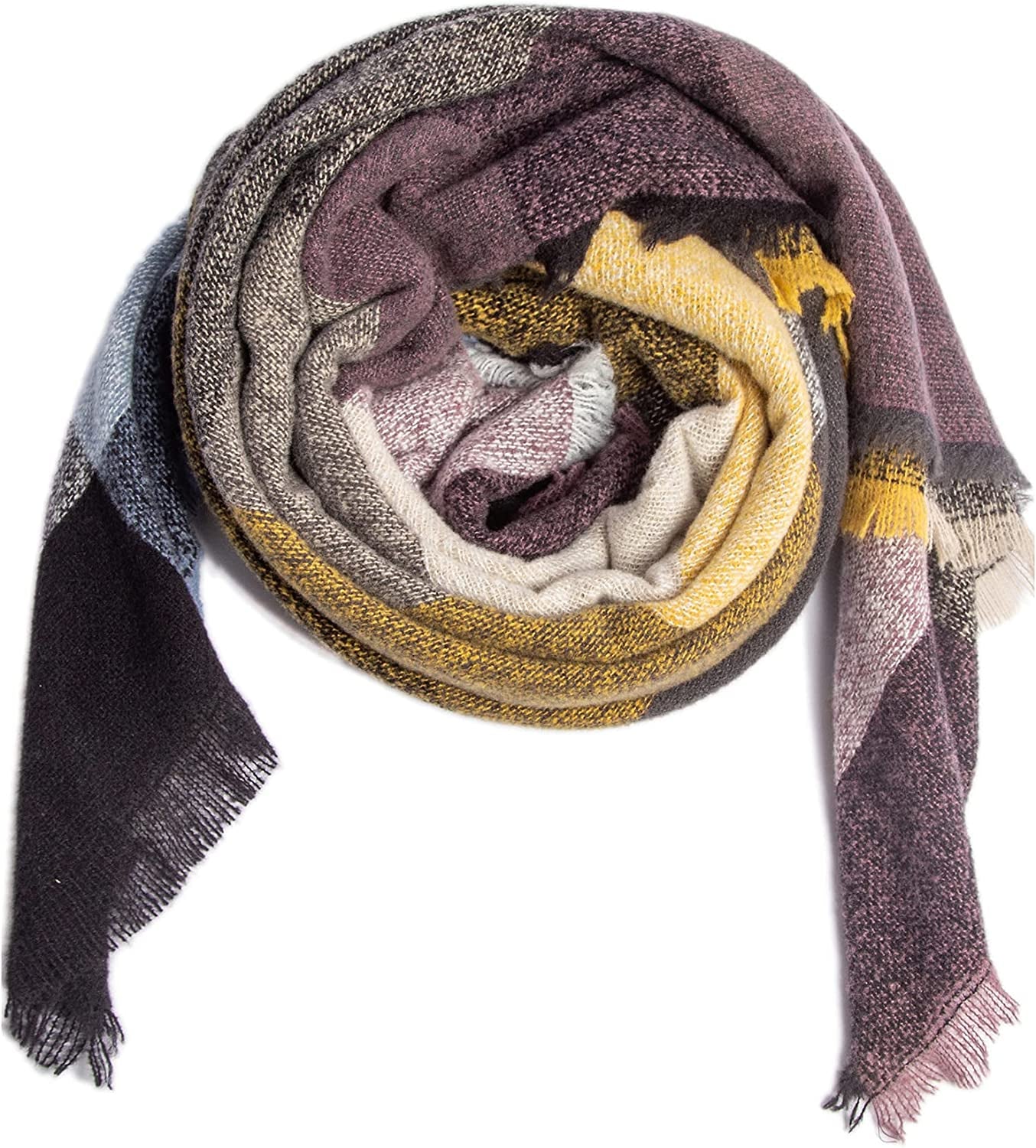 Plaid Scarf Soft Warm Tartan Shawl Cape Blanket Scarves Fashion Wrap Apparel & Accessories > Clothing Accessories > Scarves & Shawls vxsvxm Purple/Blank/Blue