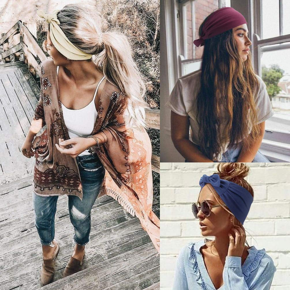 DRESHOW 6 PCS Adjustable Headbands for Women Knotted Headbands Cotton Elastic Non-Slip Fashion Hair Bands for Workout Sports Running Yoga Apparel & Accessories > Clothing Accessories > Bandanas & Headties DRESHOW