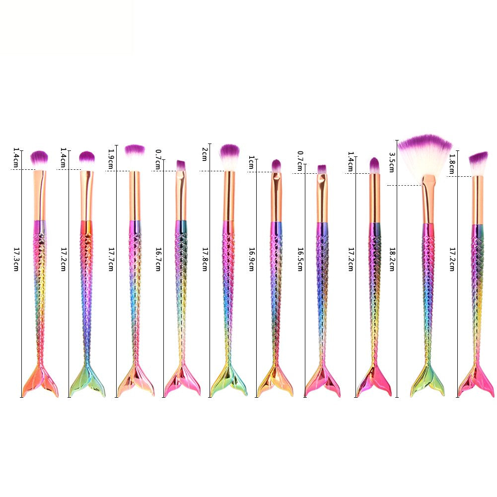 Tenmon 10 Pcs Mermaid Eye Makeup Brushes Set, Professional Eyeshadow Makeup Brushes Set with Soft Synthetic Hairs for Eyeshadow, Concealer, Eyeliner, Brow Blending, Highlighter Brush Tool Health & Beauty > Personal Care > Cosmetics > Cosmetic Tools > Makeup Tools Tenmon
