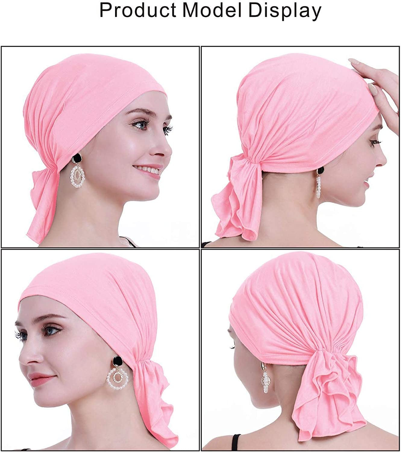 Osvyo Bamboo Chemo Headscarf for Women Hair Loss - Cancer Slip on Headwear Turbans Sealed Packaging Light Pink Apparel & Accessories > Clothing Accessories > Headwear osvyo