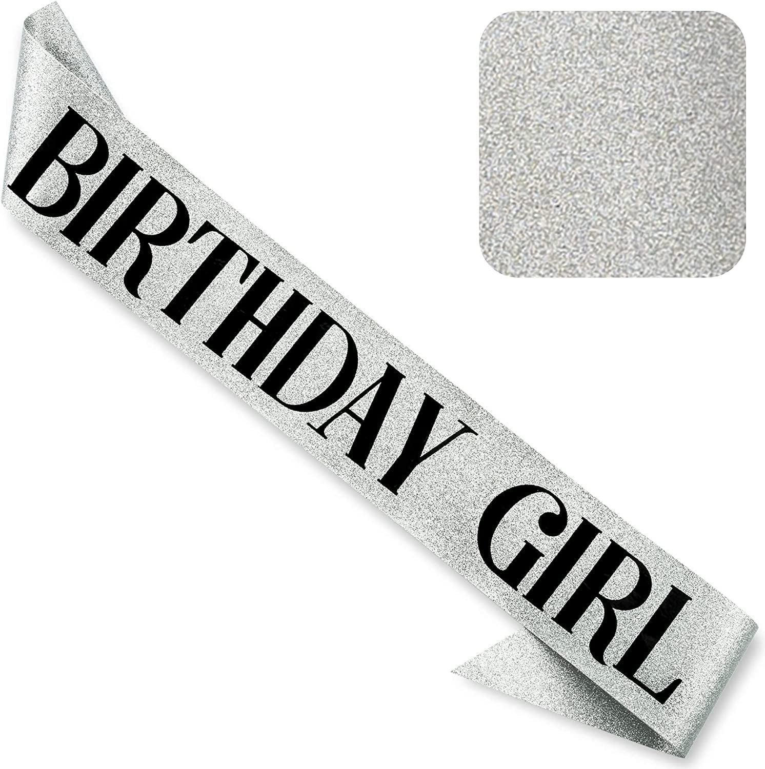 CORRURE 'Birthday Girl' Sash Glitter with Multicolor Foil - Black Glitter Happy Birthday Sash for Women - Party Favors Supplies and Decorations for Sweet 16, 18Th 21St 30Th 40Th or Any Bday Party Apparel & Accessories > Clothing Accessories > Sashes CORRURE Silver - Black