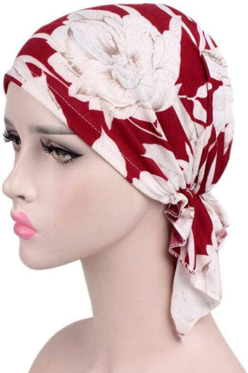 Women'S Comfort Head Scarf Headwear Chemo Beanie Scarves Coverings (2Pcs Black&Red) Apparel & Accessories > Clothing Accessories > Headwear Hcimooy