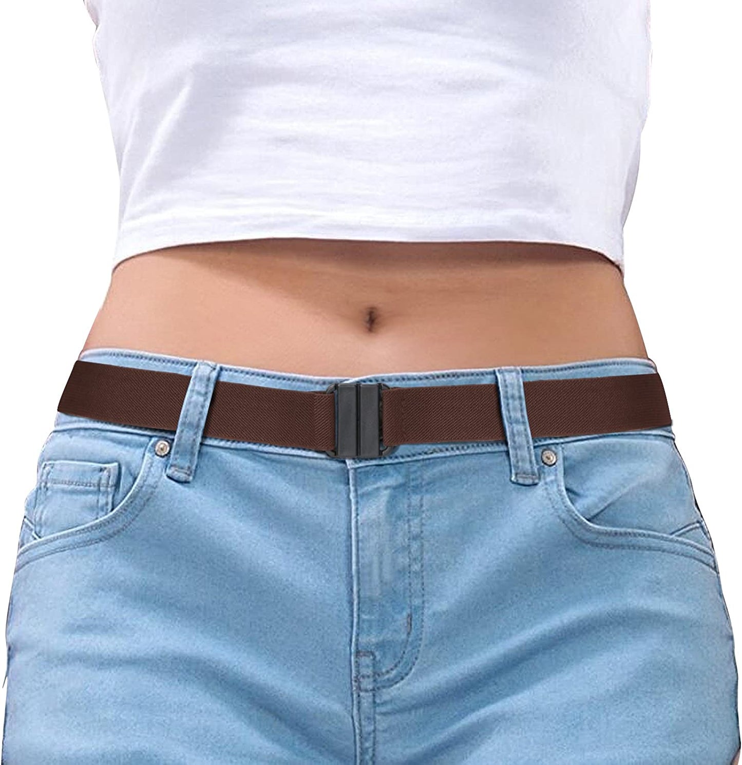 Women Invisible Belt, Comfortable Adjustable Stretch No Show Belt with Flat Buckle by SUOSDEY Apparel & Accessories > Clothing Accessories > Belts SUOSDEY 05-coffee US Size:0-14
