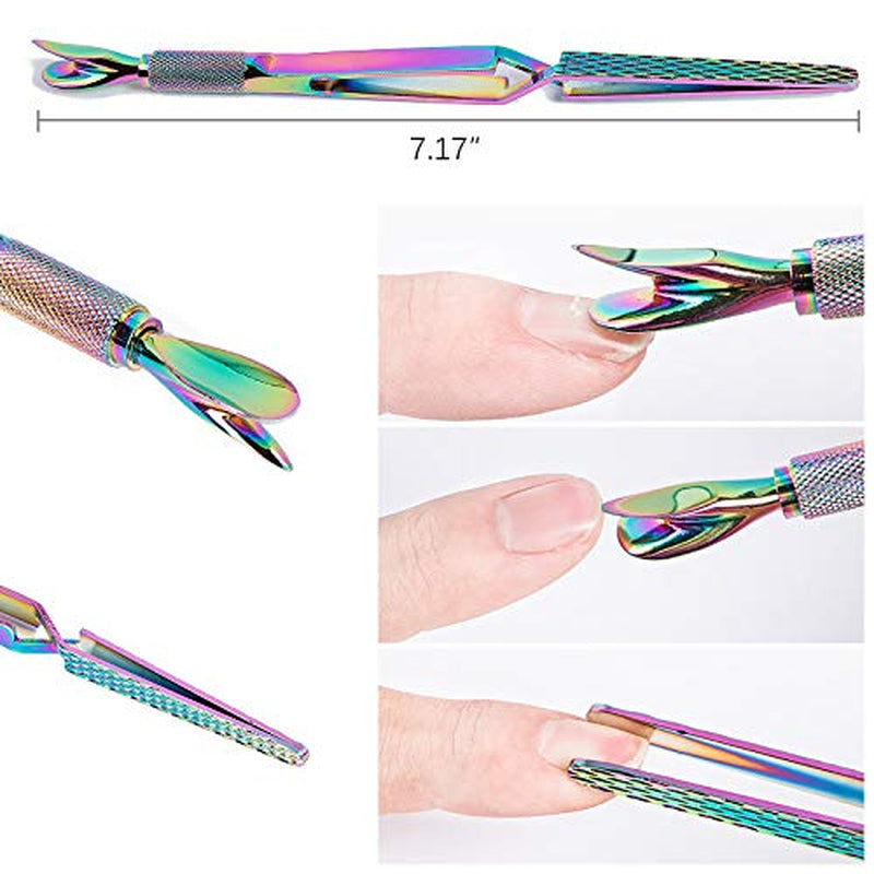 SILPECWEE 1 Pcs Colorful Stainless Steel Nail Art Pincher Cuticle Pusher False Nail Shaping Tweezers Multi-Function Manicure Tools Health & Beauty > Personal Care > Cosmetics > Cosmetic Tools > Nail Tools SILPECWEE