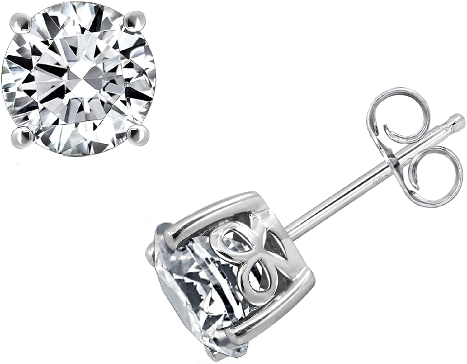 Collection Platinum or Gold Plated Sterling Silver Round-Cut Stud Earrings Made with Infinite Elements Zirconia Apparel & Accessories > Jewelry > Earrings Amazon Collection Platinum-plated 3 cttw