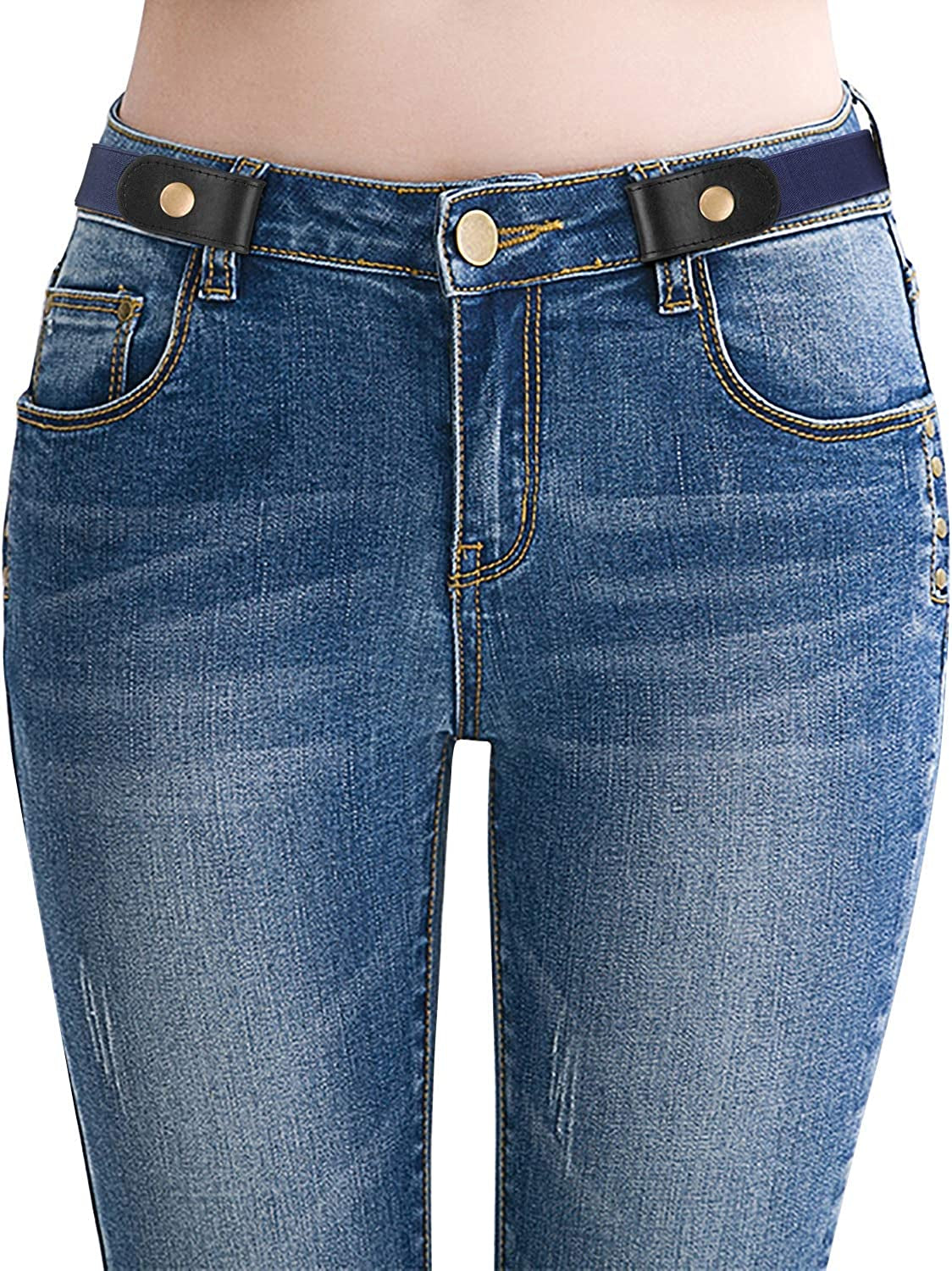 SANSTHS Buckle-Free Elastic Women Belt for Jeans without Buckle, Comfortable Invisible Belt No Bulge No Hassle Apparel & Accessories > Clothing Accessories > Belts SANSTHS