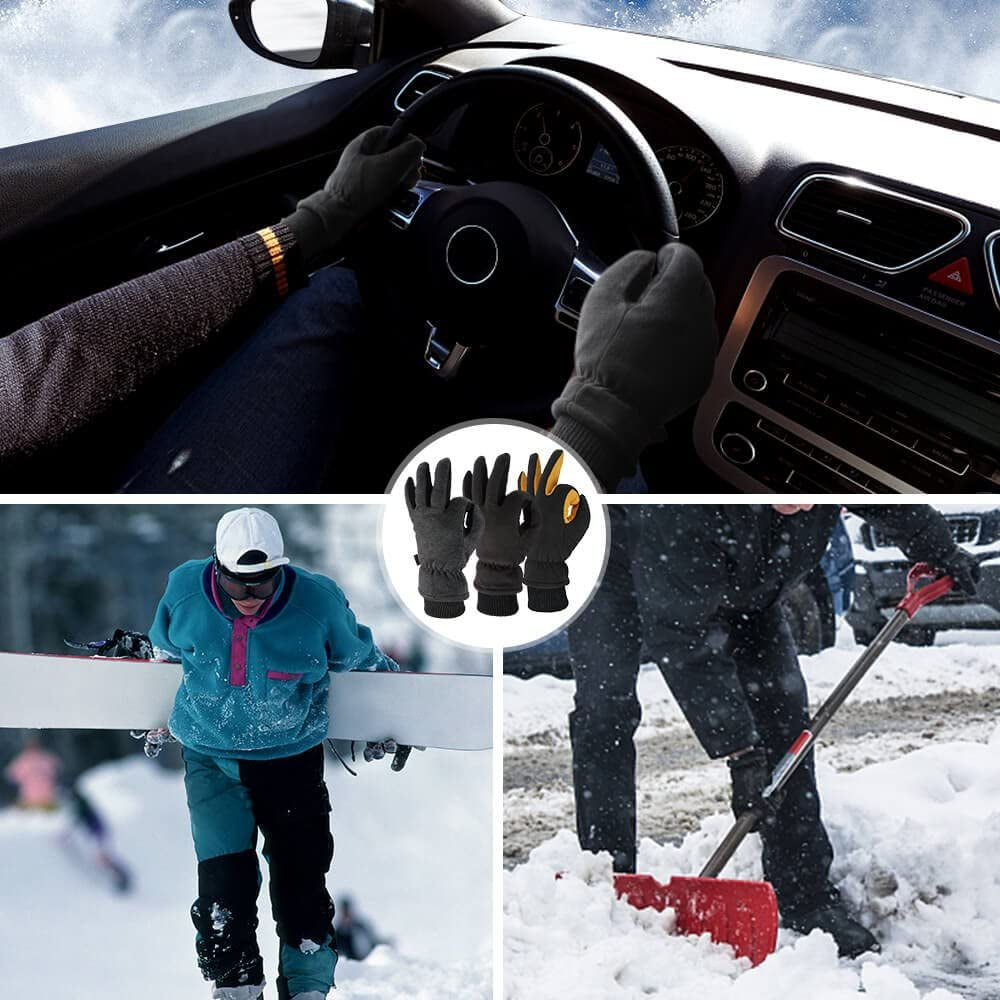 Winter Gloves -30°F Cold Proof Deerskin Suede Leather Insulated Water-Resistant Windproof Thermal Glove for Driving Hiking Snow Work in Cold Weather - Warm Gifts for Men and Women Apparel & Accessories > Clothing Accessories > Gloves & Mittens OZERO