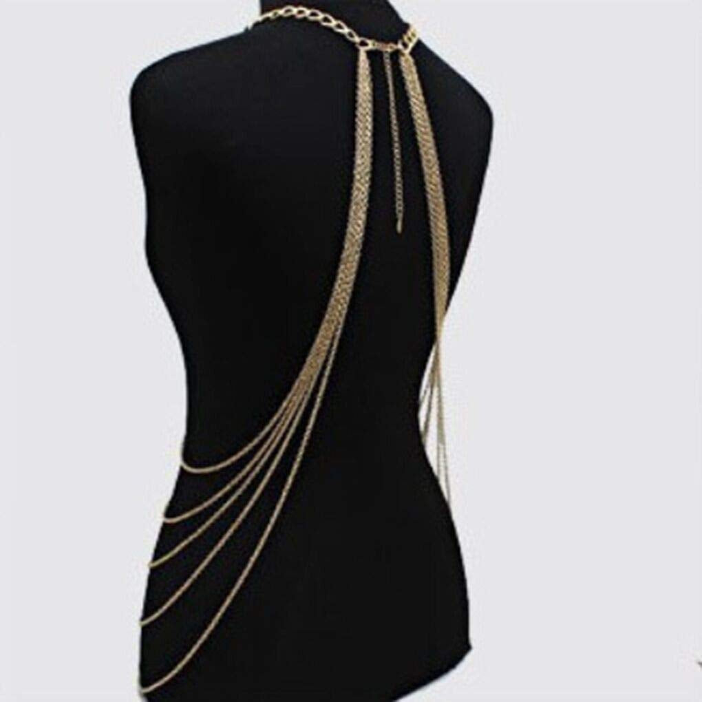 Bomine Harness Body Chain Bra Crossover Sexy Body Jewelry Bikini Chains Necklace for Women and Girls (Gold) Apparel & Accessories > Jewelry > Body Jewelry Bomine