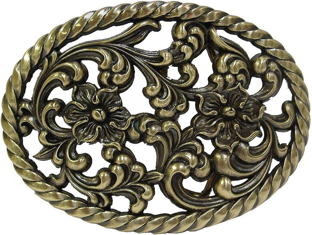 Rose Heart Flower Rhinestone Replacement Belt Buckle Fits 1-1/2"(38Mm) Belt Strap-Multi-Style Options Apparel & Accessories > Clothing Accessories > Belt Buckles Belts.com Type Buckle O - Ha0131 Antique Brass 1-1/2"