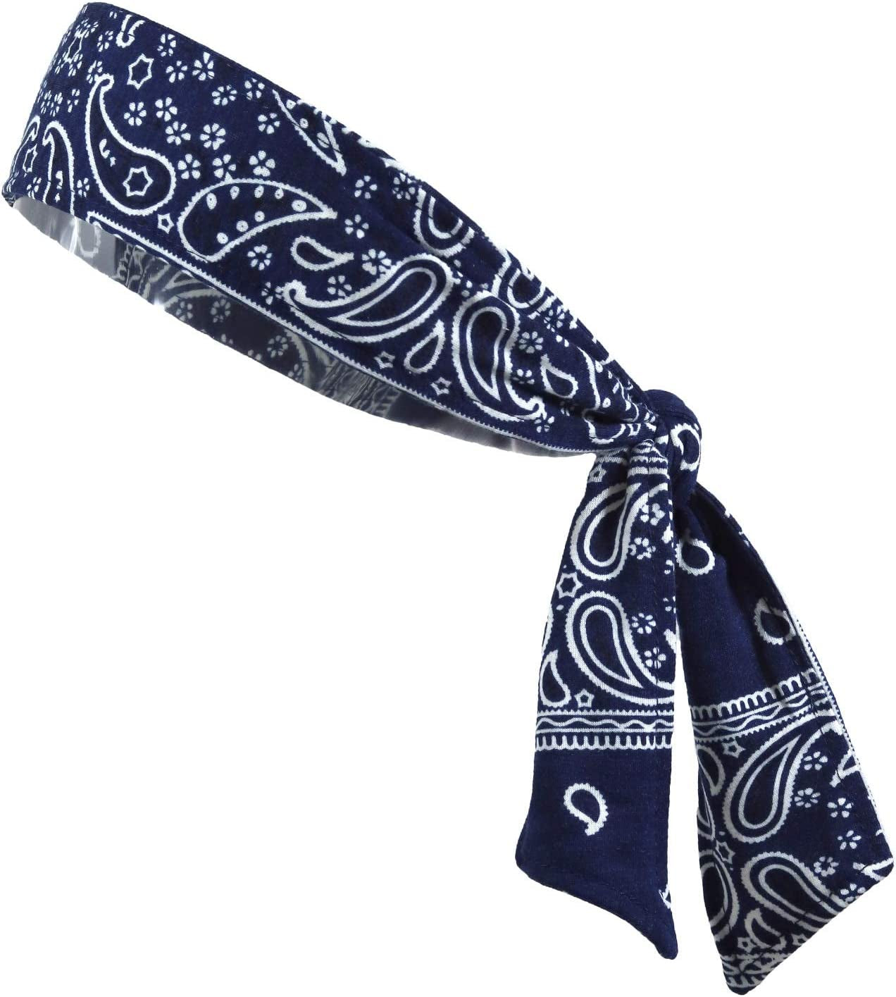 Kenz Laurenz Headbands Tie on Headband for Women Men Running Athletic Hair Head Band Elastic Sports Sweat Basketball Sweatband Stetchy Yoga Workout Sweatbands Adjustable Non-Slip Moisture Wicking Apparel & Accessories > Clothing Accessories > Bandanas & Headties Kenz Laurenz Blue Bandana