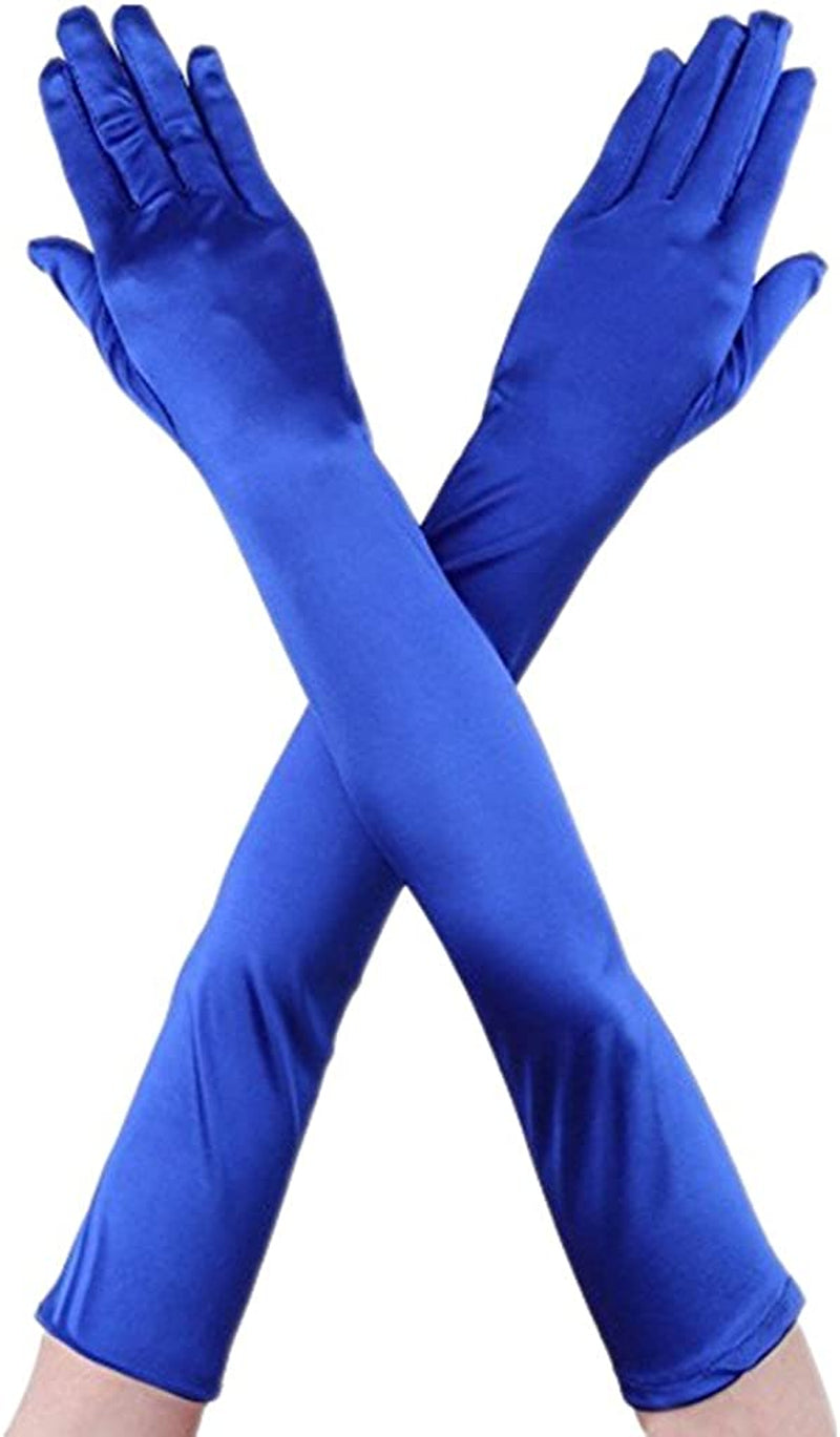 Dreamhigh Womens 22 " Finger Mittens over Elbow Long Black /White Evening Gloves Apparel & Accessories > Clothing Accessories > Gloves & Mittens DreamHigh Blue