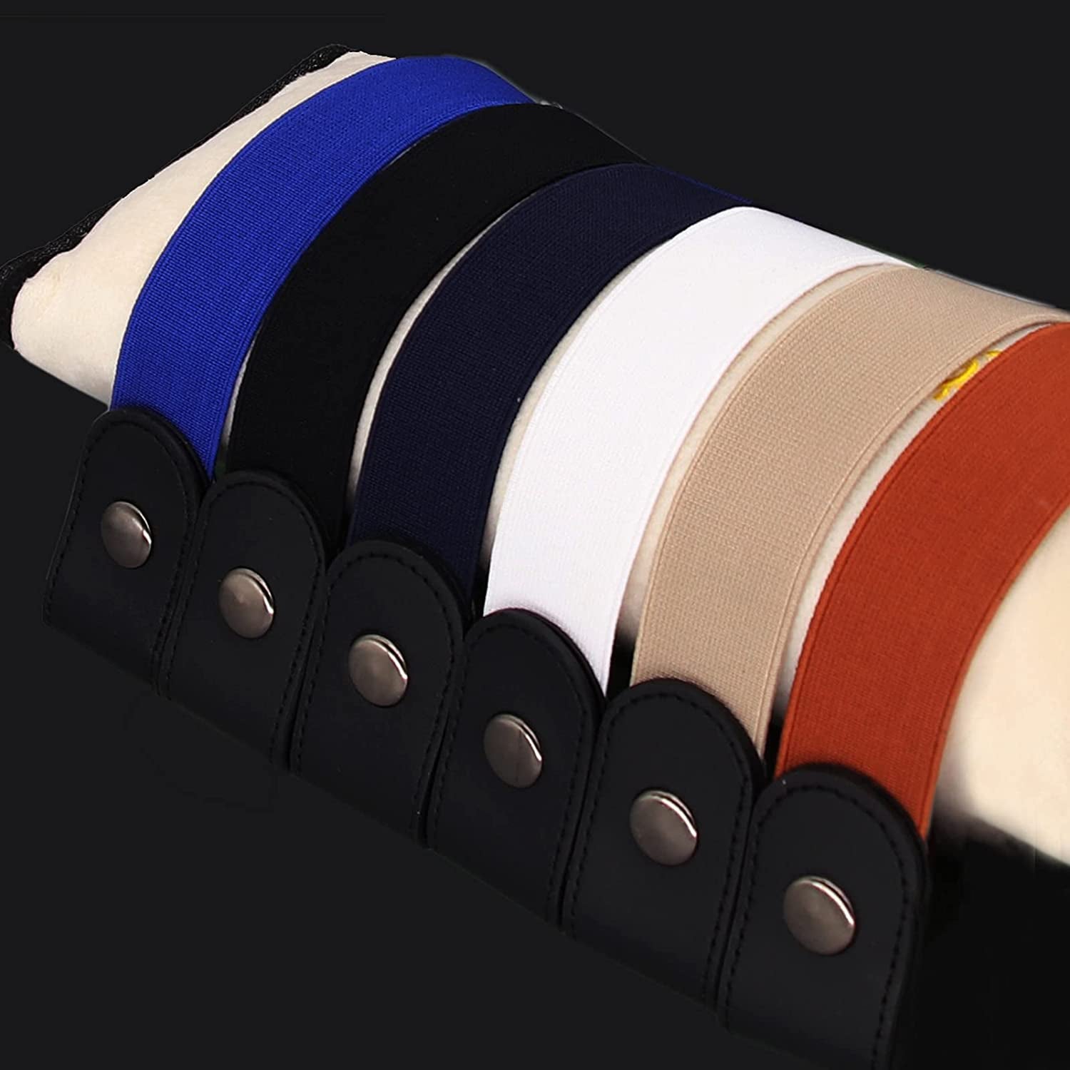 MSTOKIN No Buckle Stretch Belt Invisible Elastic Buckleless Belts for Jeans Double O Ring Belt for Waist Dress Pack of 4,2 Apparel & Accessories > Clothing Accessories > Belts MSTOKIN