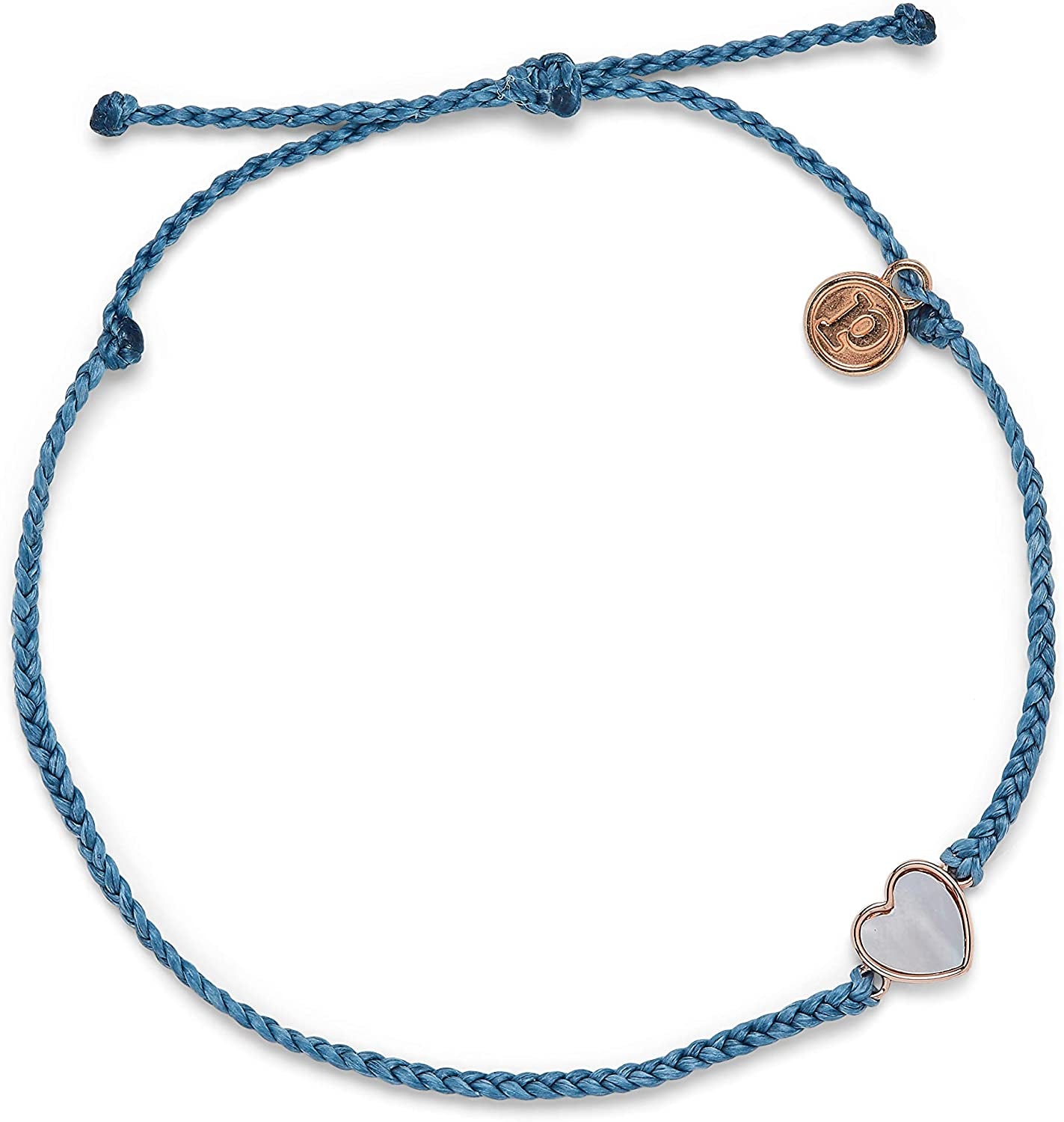 Pura Vida Rose Gold or Silver Heart of Pearl Anklet W/Charm - Adjustable Band Apparel & Accessories > Jewelry > Anklets Pura Vida Rose Gold / Dusty Blue