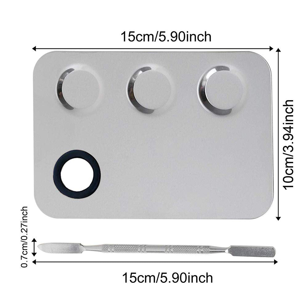 Cosmetic Palette with Mini Ring Palette and Spatula Set Tool 3-Wells Stainless Steel Mixing Makeup Palette Women Cosmetic Palette for Makeup Nail Art Accessories Pack of 3 Health & Beauty > Personal Care > Cosmetics > Cosmetic Tools > Makeup Tools Sumkyle