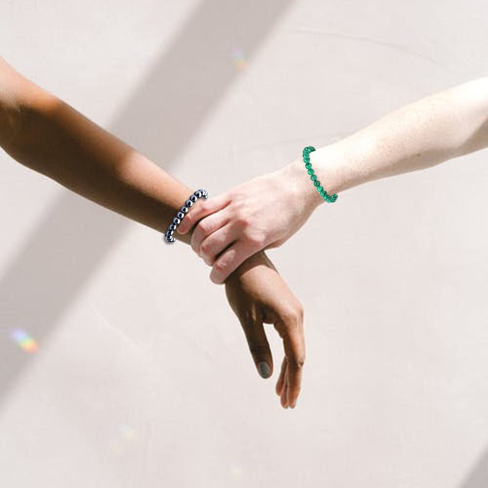 Svovin 12 Pcs 8Mm Gemstones Beaded Bracelets for Men Women Stone Bead Healing Stretch round Bead Crystal Semi-Precious Bracelets Unisex Apparel & Accessories > Jewelry > Bracelets Svovin