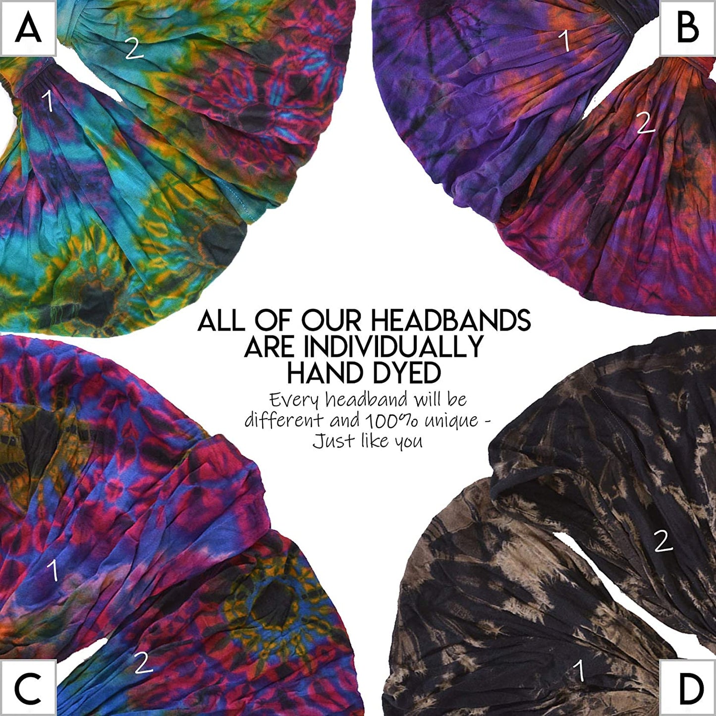 CHARM Tie-Dye Bandana Headbands - Psychedelic Hippie Womens Head Scarf Boho Mens Apparel & Accessories > Clothing Accessories > Bandanas & Headties CHARM